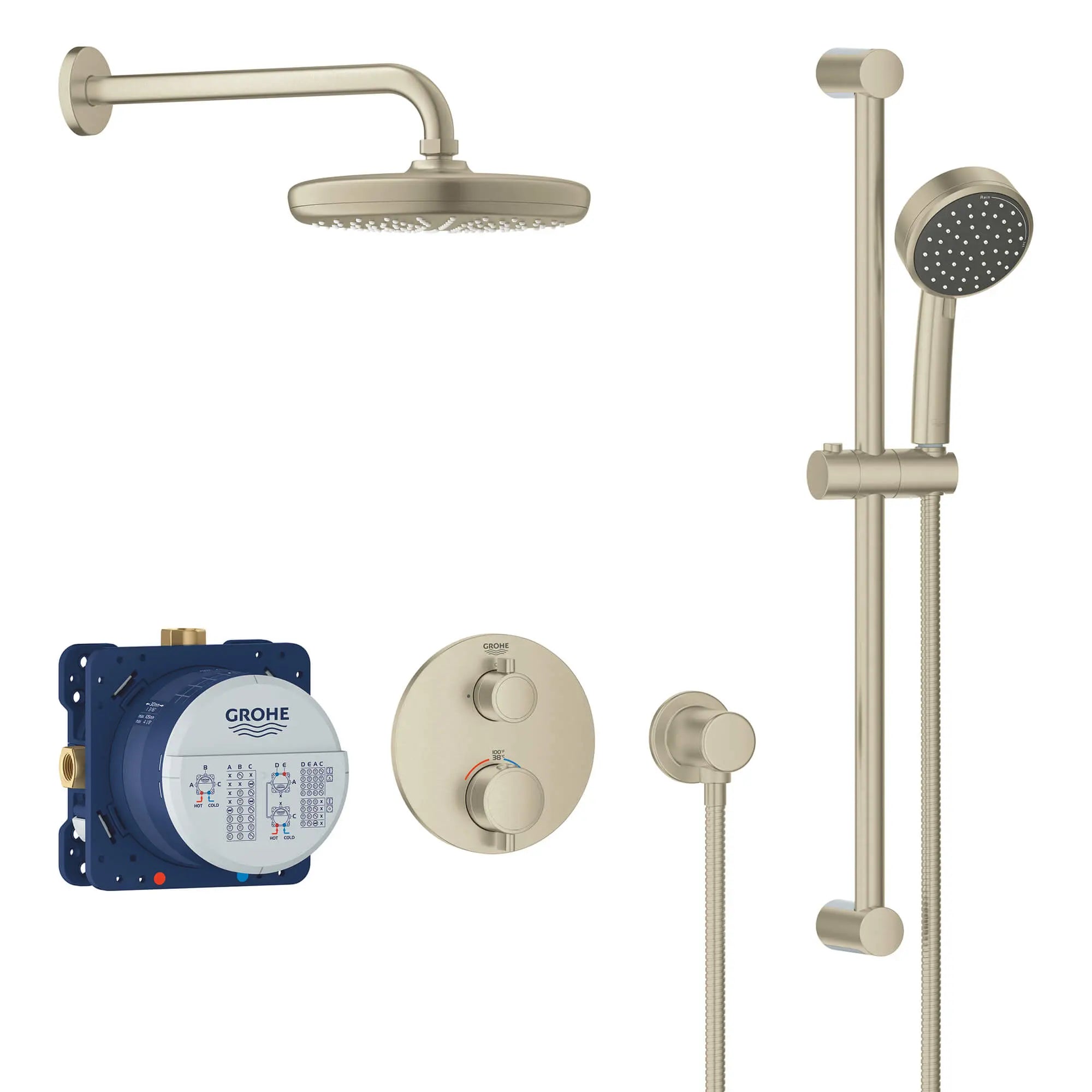 2-Handle Dual Function Thermostatic Shower Bundle // BRUSHED NICKEL INFINITYFINISH // 15386_34745en0-grohtherm-cube-shower-set-with-tempesta-210-brushed-nickel-infinityfinish_0_CDNwebp.webp