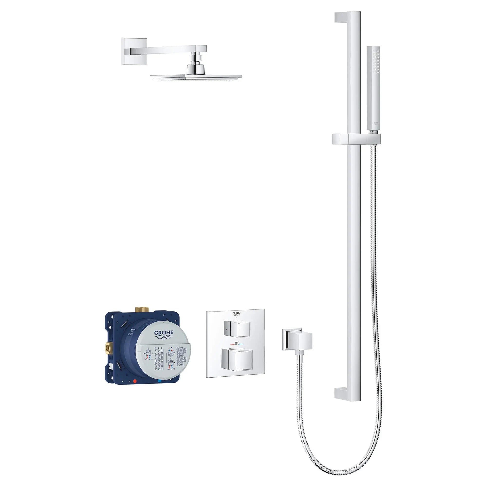 Shower Set, 1.75 gpm // GROHE STARLIGHT CHROME // 15388_34747000-grohtherm-cube-shower-set-with-euphoria-cube-starlight-chrome-2_0_CDNwebp.webp