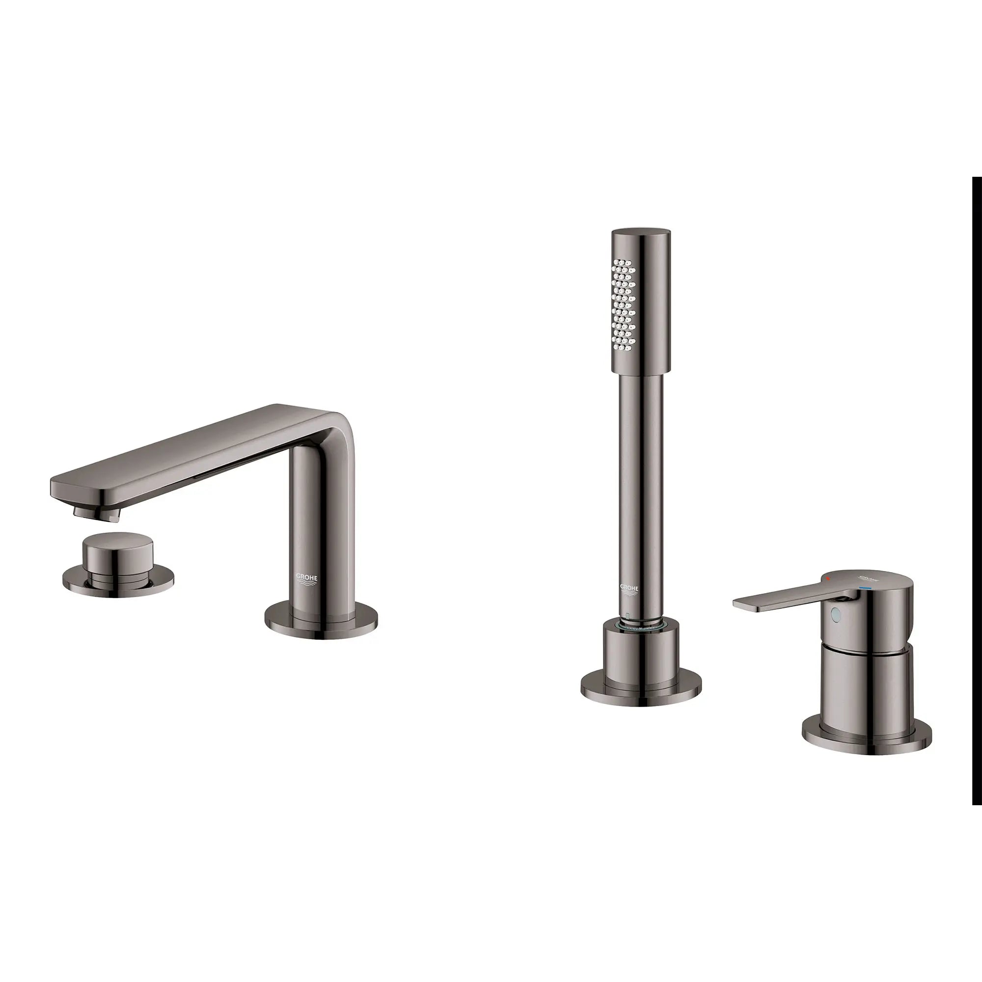 4-Hole Single-Handle Deck Mount Roman Tub Faucet with 1.75 GPM (6.6 L/min) Hand Shower // HARD GRAPHITE // 154025_19577A01_2_0_CDNwebp.webp