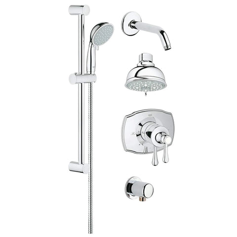 GrohFlex Authentic 4-Spray 2-Function Pressure Balance Shower System - GROHE StarLight Chrome
