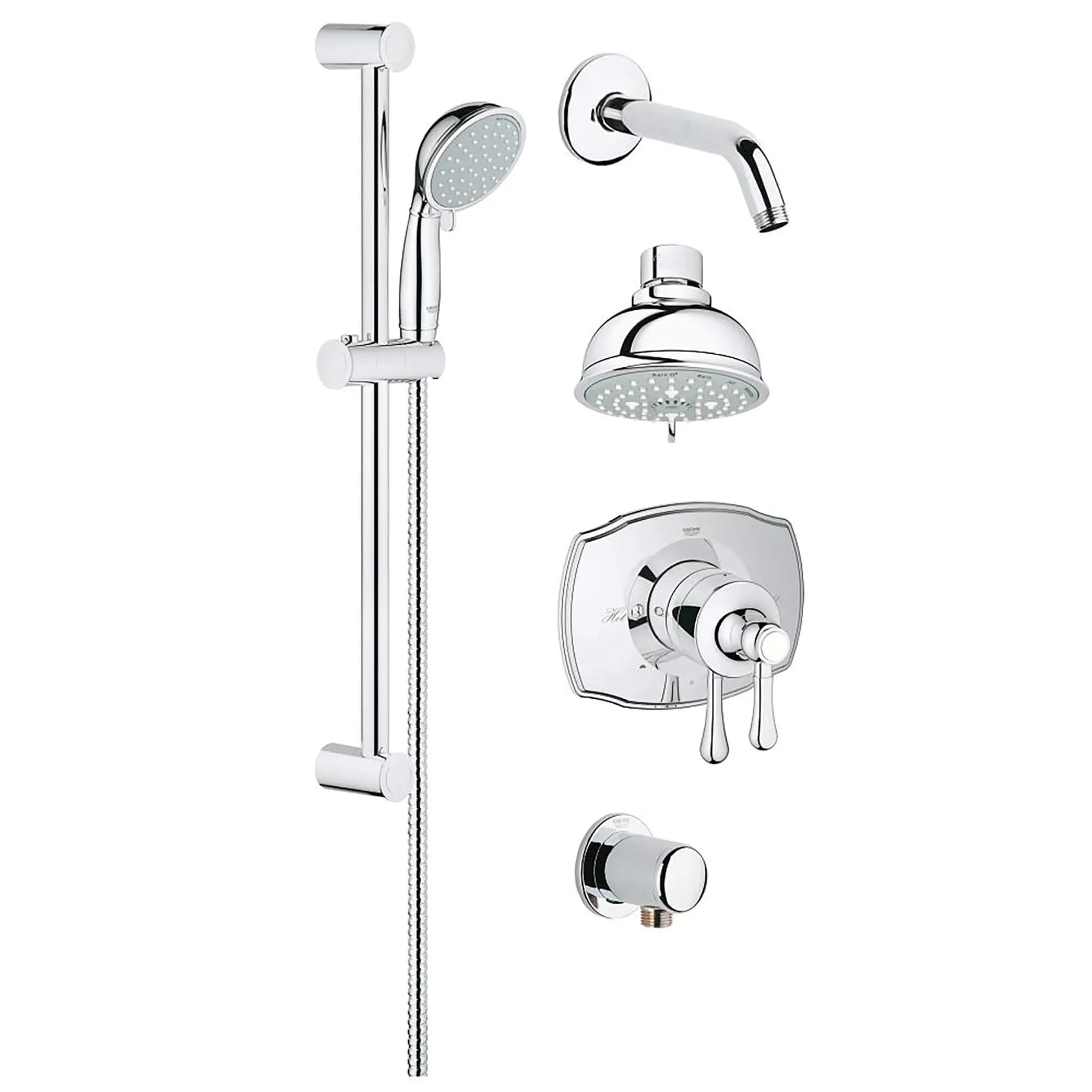 GrohFlex Authentic 4-Spray 2-Function Pressure Balance Shower System // GROHE STARLIGHT CHROME // 15461_35053000-GrohFlex_Shower_Set-Pressure_Balance_Valve_0_CDNwebp.webp