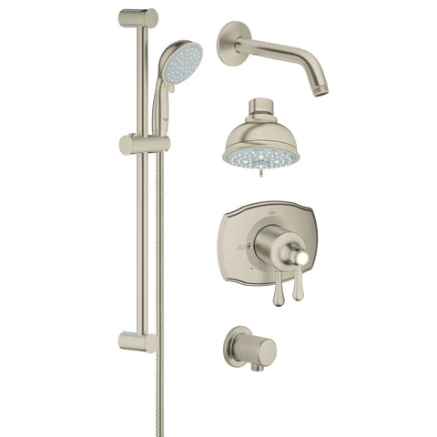 GrohFlex Authentic 4-Spray 2-Function Pressure Balance Shower System - Brushed Nickel InfinityFinish