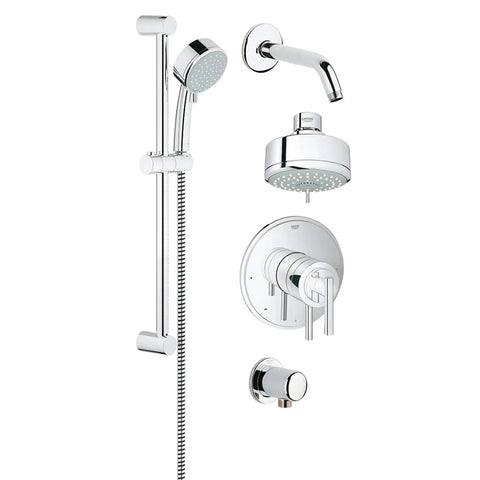 GrohFlex Timeless 4-Spray 2-Function Pressure Balance Shower System - GROHE StarLight Chrome