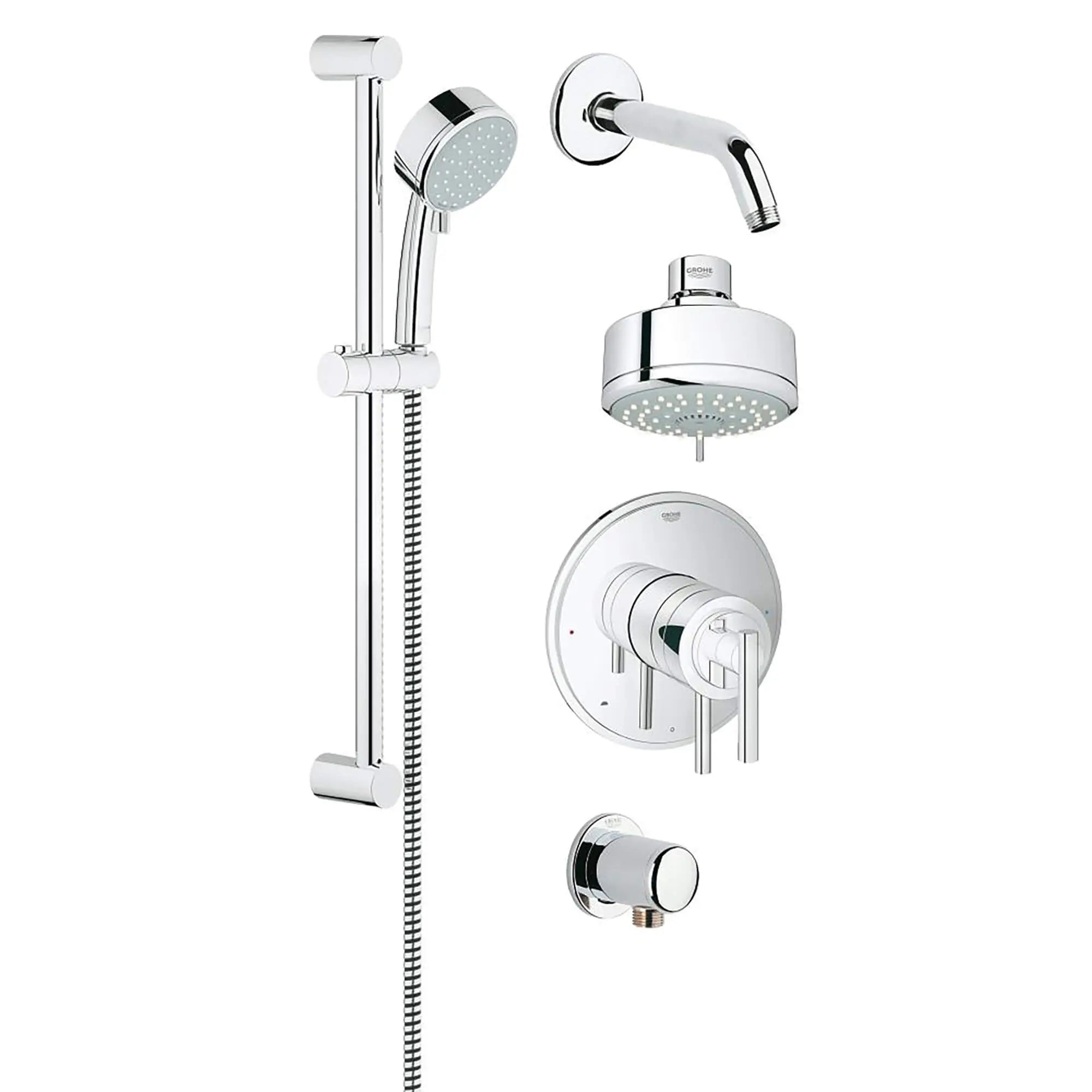 GrohFlex Timeless 4-Spray 2-Function Pressure Balance Shower System // GROHE STARLIGHT CHROME // 15468_35055000-GrohFlex_Shower_Set-Pressure_Balance_Valve_0_CDNwebp.webp