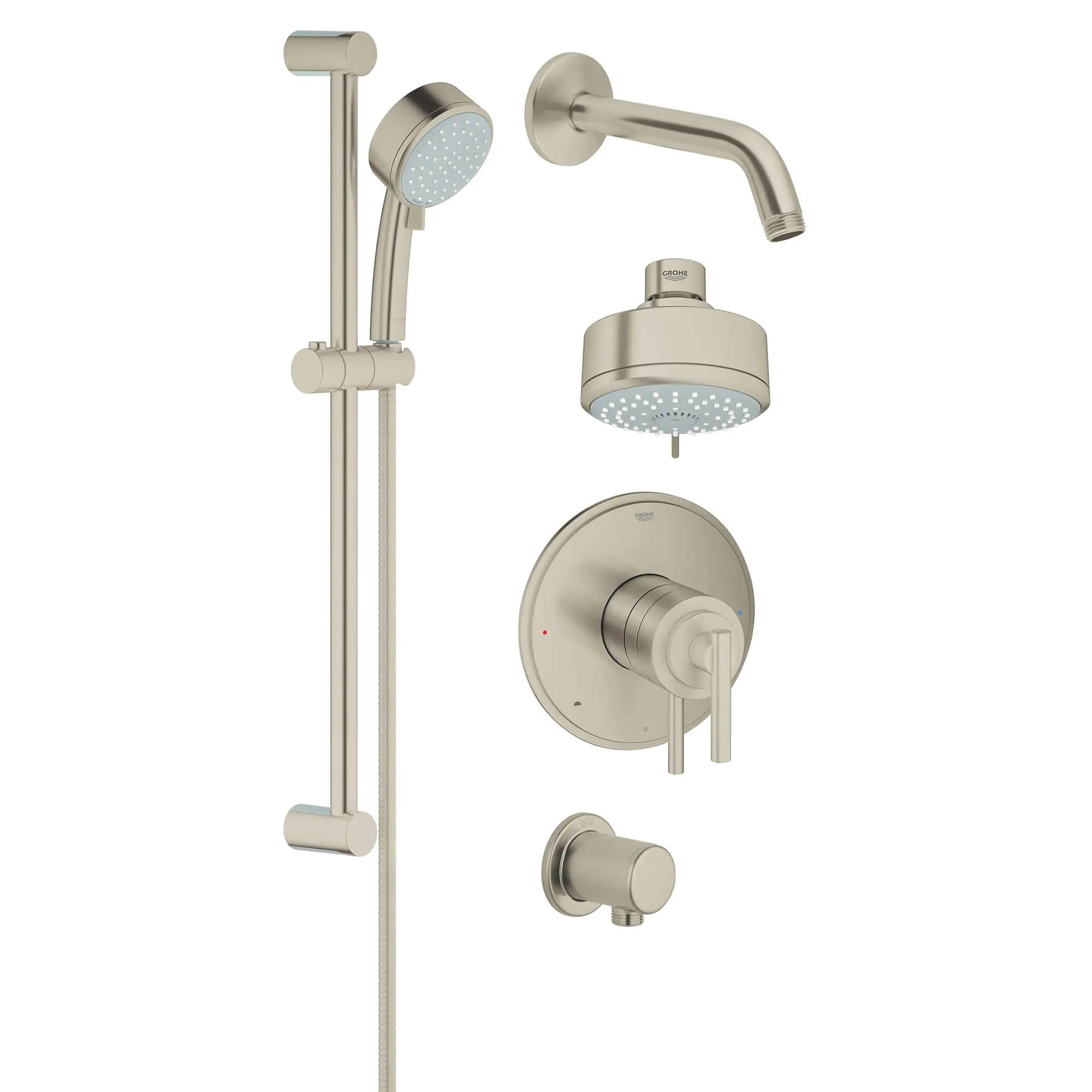 GrohFlex Timeless 4-Spray 2-Function Pressure Balance Shower System // BRUSHED NICKEL INFINITYFINISH // 15469_35055en0-grohflex-shower-set-pressure-balance-valve-starlight-chrome_0_CDNwebp.webp