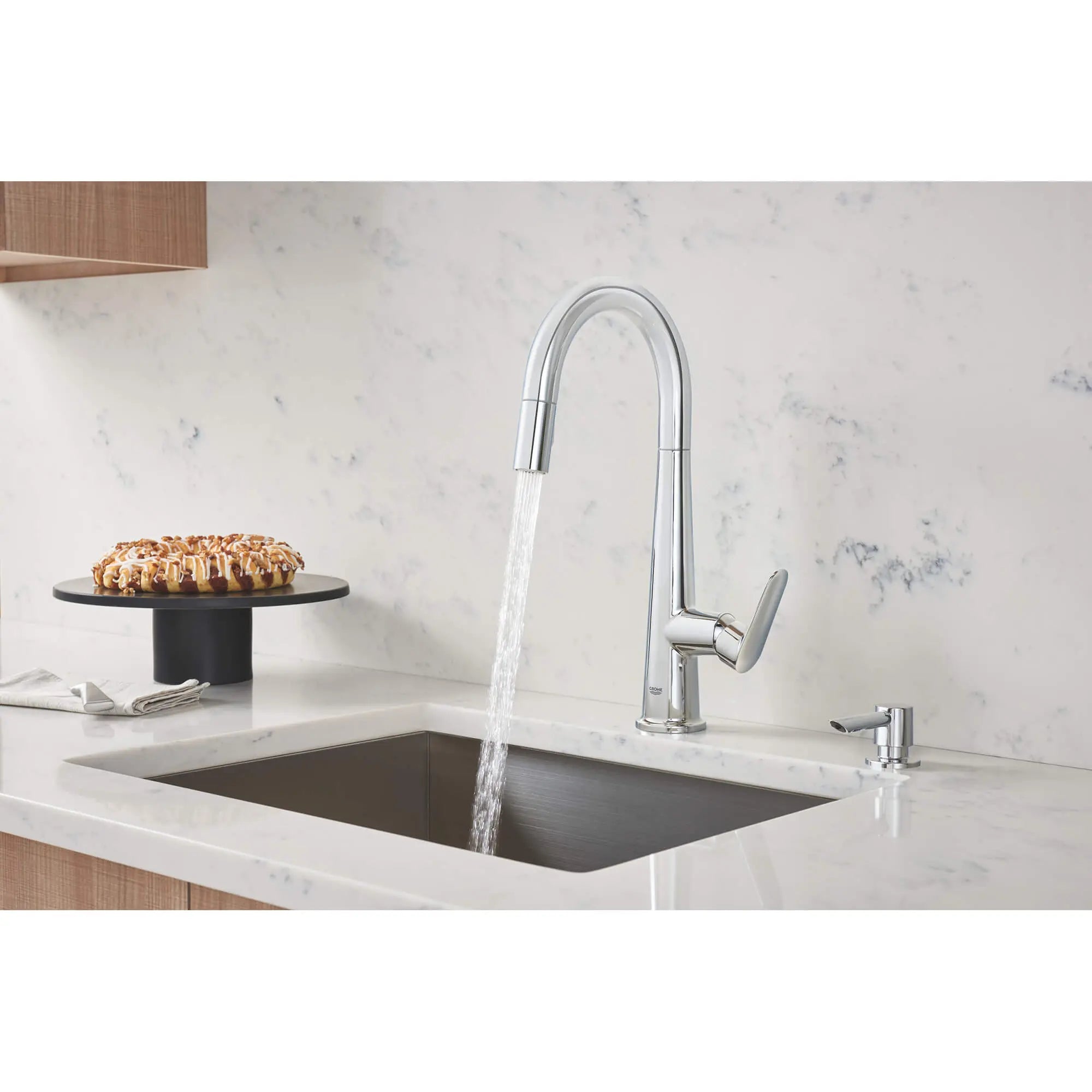 Veletto Single-handle Pull-down Kitchen Faucet // GROHE STARLIGHT CHROME // 1550_30366000-single-handle-pull-down-kitchen-faucet-enviro-2_0_CDNwebp.webp