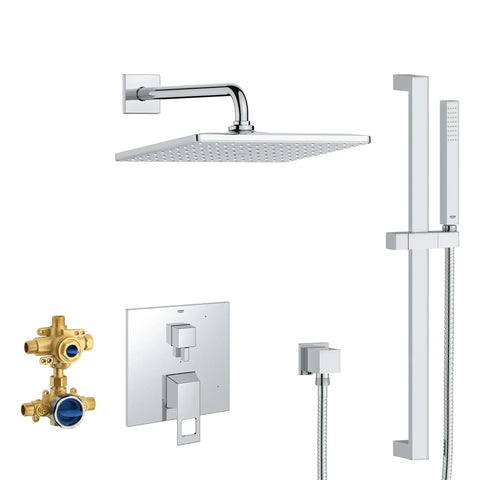 Eurocube 2-Handle Pressure Balance Rainshower Bundle - GROHE StarLight Chrome