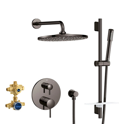 Timeless 2-Handle Pressure Balance Rainshower Bundle - Hard Graphite