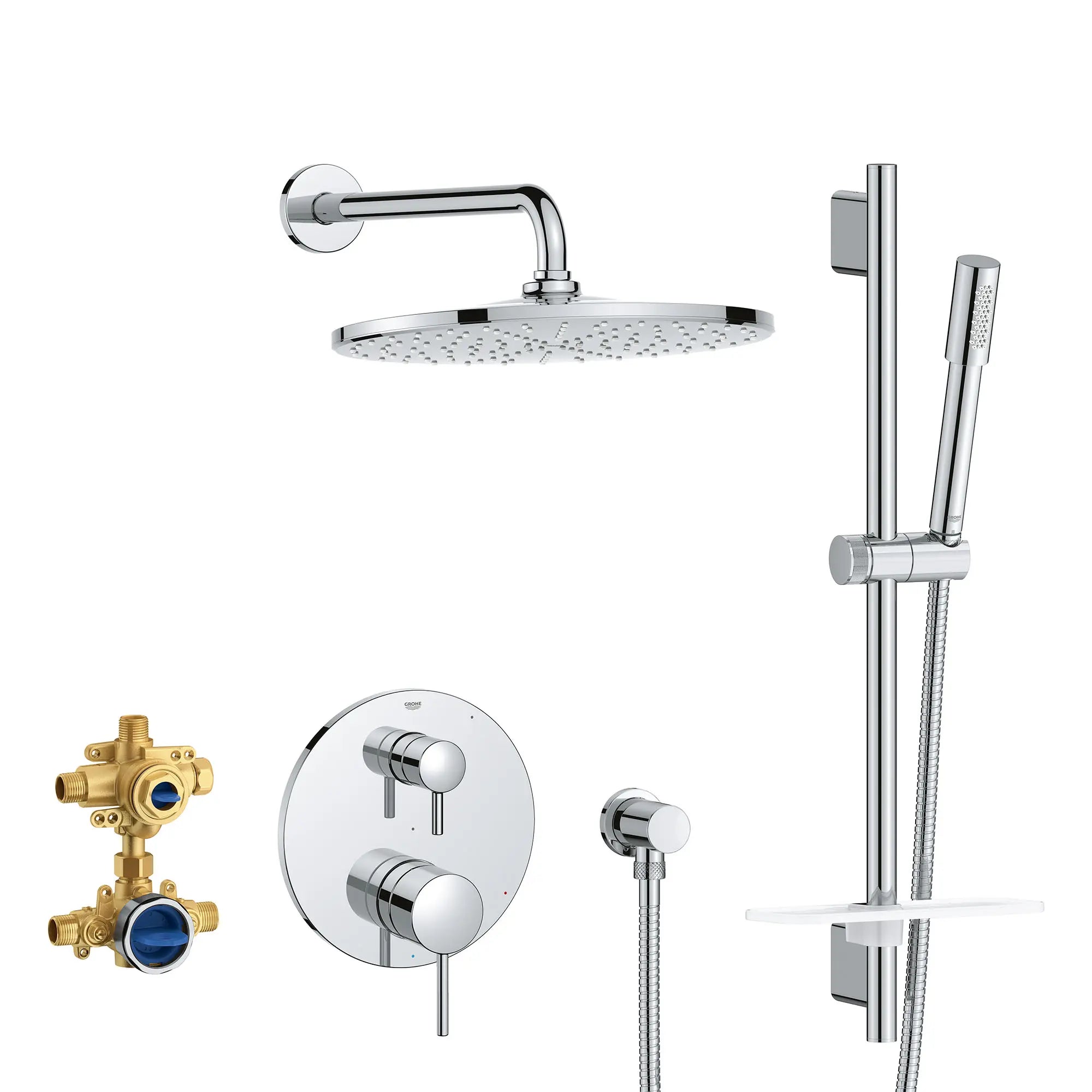 Timeless 2-Handle Pressure Balance Rainshower Bundle // GROHE STARLIGHT CHROME // 155412_29430000_0_CDNwebp.webp