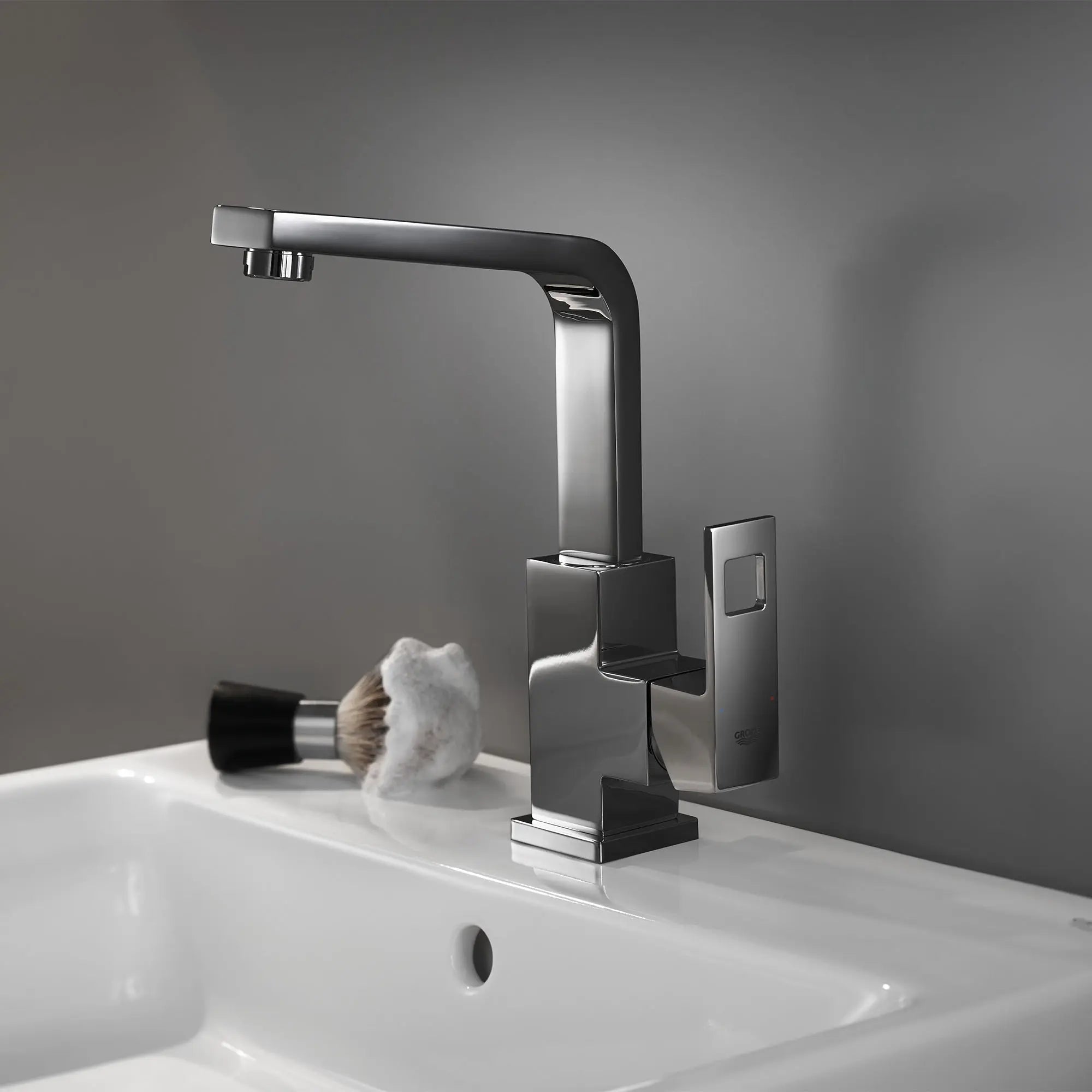 Single Hole Single-Handle L-Size Bathroom Faucet, 1.2 GPM (4.5 L/min) // HARD GRAPHITE // 155683_Eurocube_Environment_23184A0A_0001_Jan2023_0_CDNwebp.webp