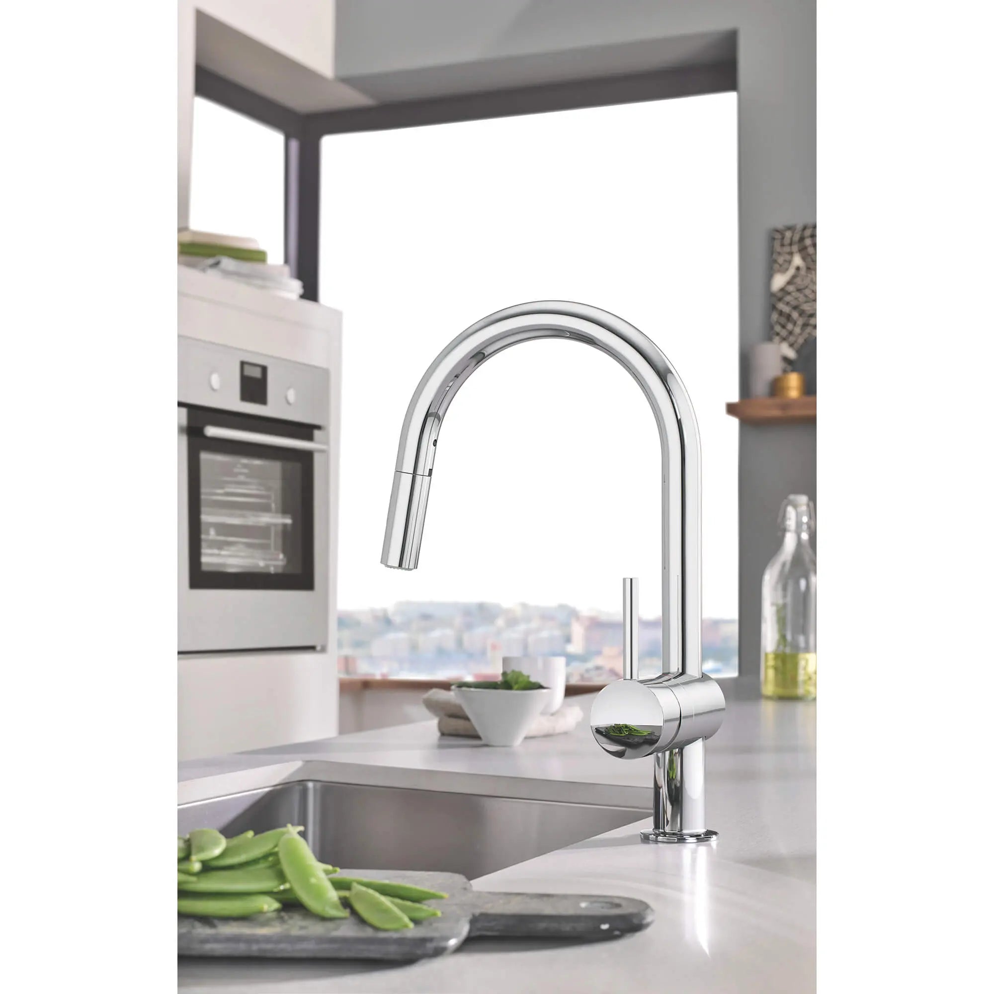 Minta Single-Handle Pull-Down Kitchen Faucet Dual Spray 1.75 GPM (6.6 L/min) // GROHE STARLIGHT CHROME // 1603_31378003-single-handle-kitchen-faucet-enviro-1_0_CDNwebp.webp