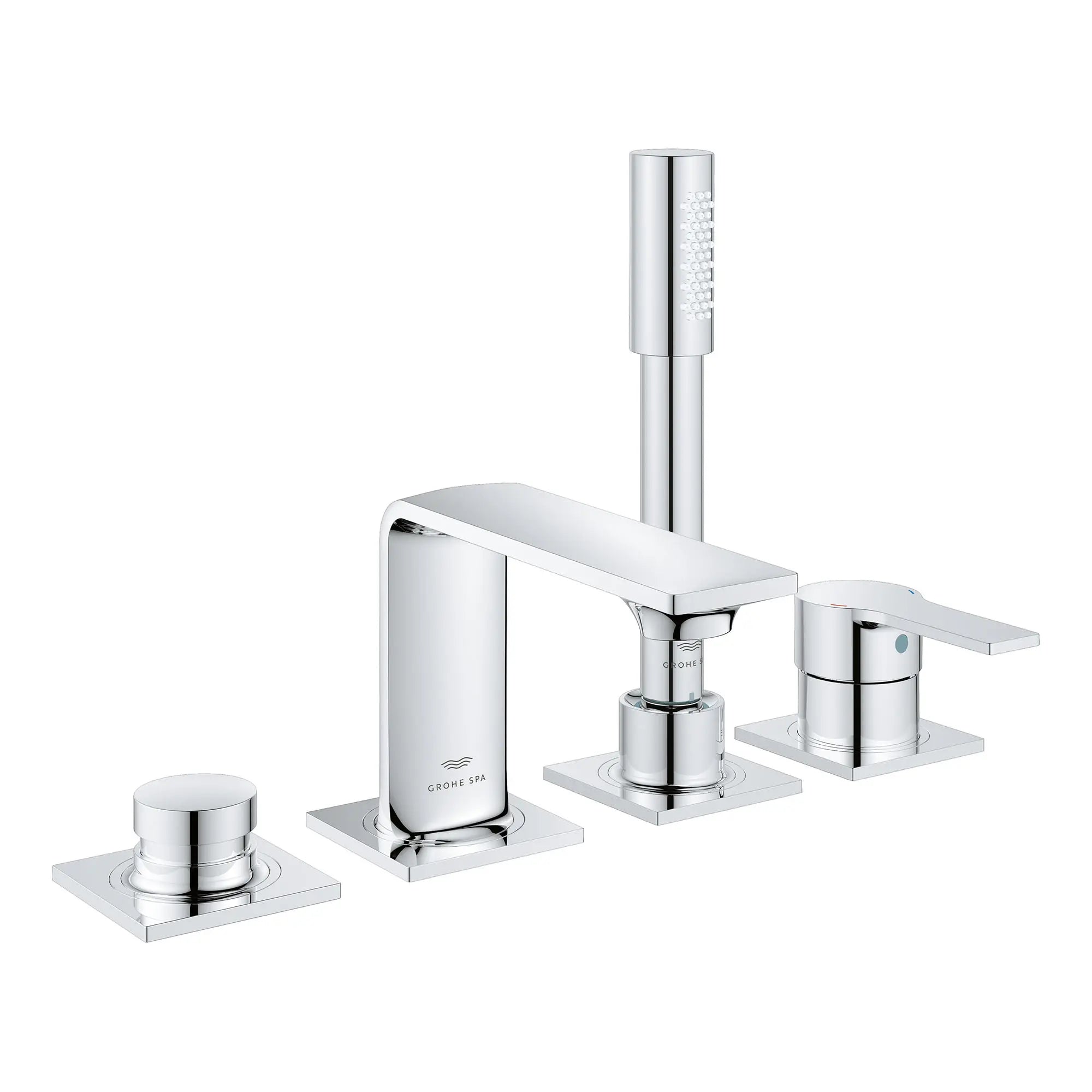 Allure 4-Hole Single-Handle Deck Mount Roman Tub Faucet with 1.75 GPM (6.6 L/min) Hand Shower // GROHE STARLIGHT CHROME // 161337_Allure_SiloRight_19316001_0001_Feb2023_0_CDNwebp.webp