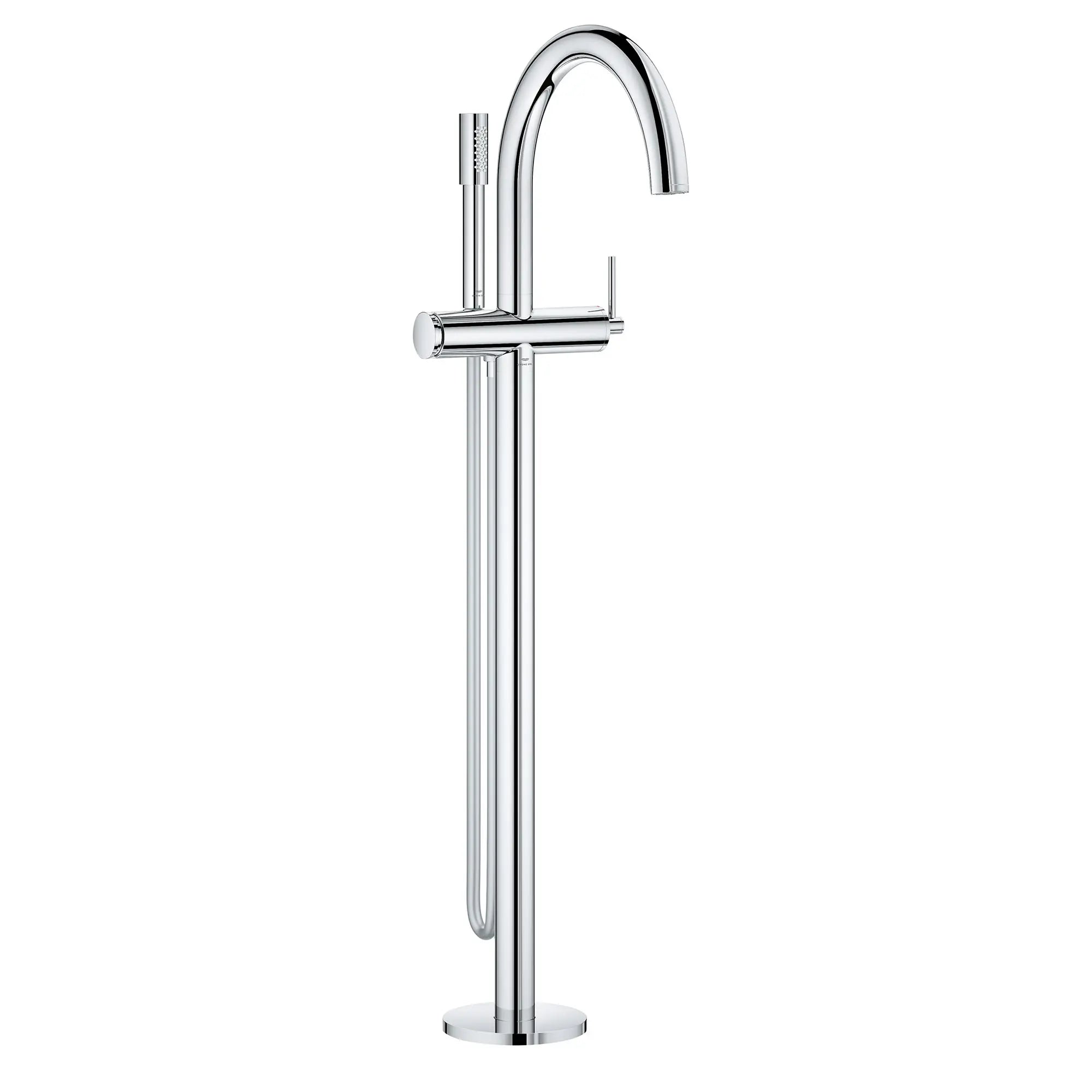 Atrio Single-Handle Freestanding Tub Faucet with 1.75 GPM (6.6 L/min) Hand Shower // GROHE STARLIGHT CHROME // 161427_Atrio_SiloRight_24368000_0001_Feb2023_0_CDNwebp_247106c7-8f2d-449e-892d-6544ee95f7e6.webp