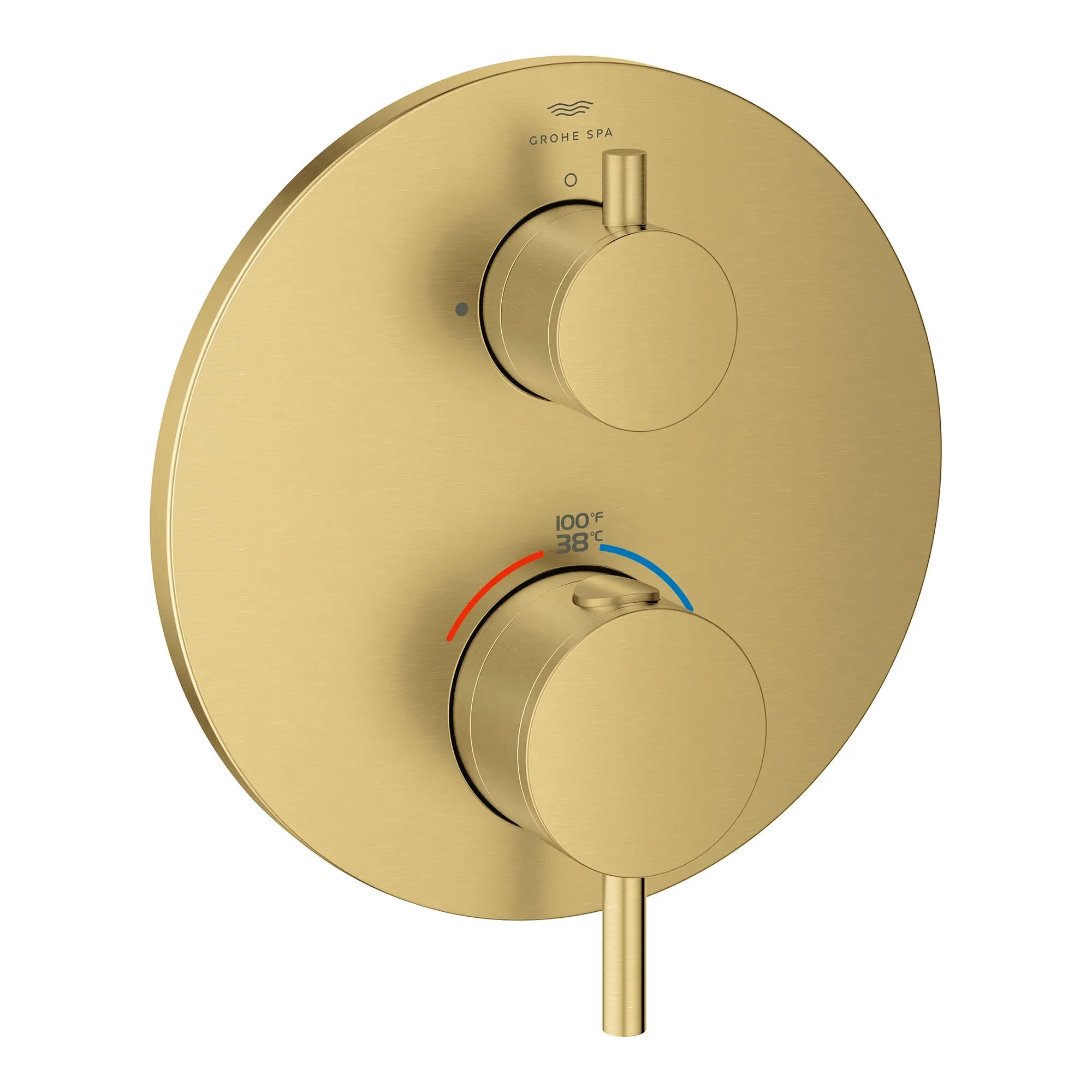 Atrio Single Function 2-Handle Thermostatic Valve Trim // BRUSHED COOL SUNRISE // 161472_Atrio_SiloRight_24360GN0_0001_Feb2023_0_CDNwebp.webp