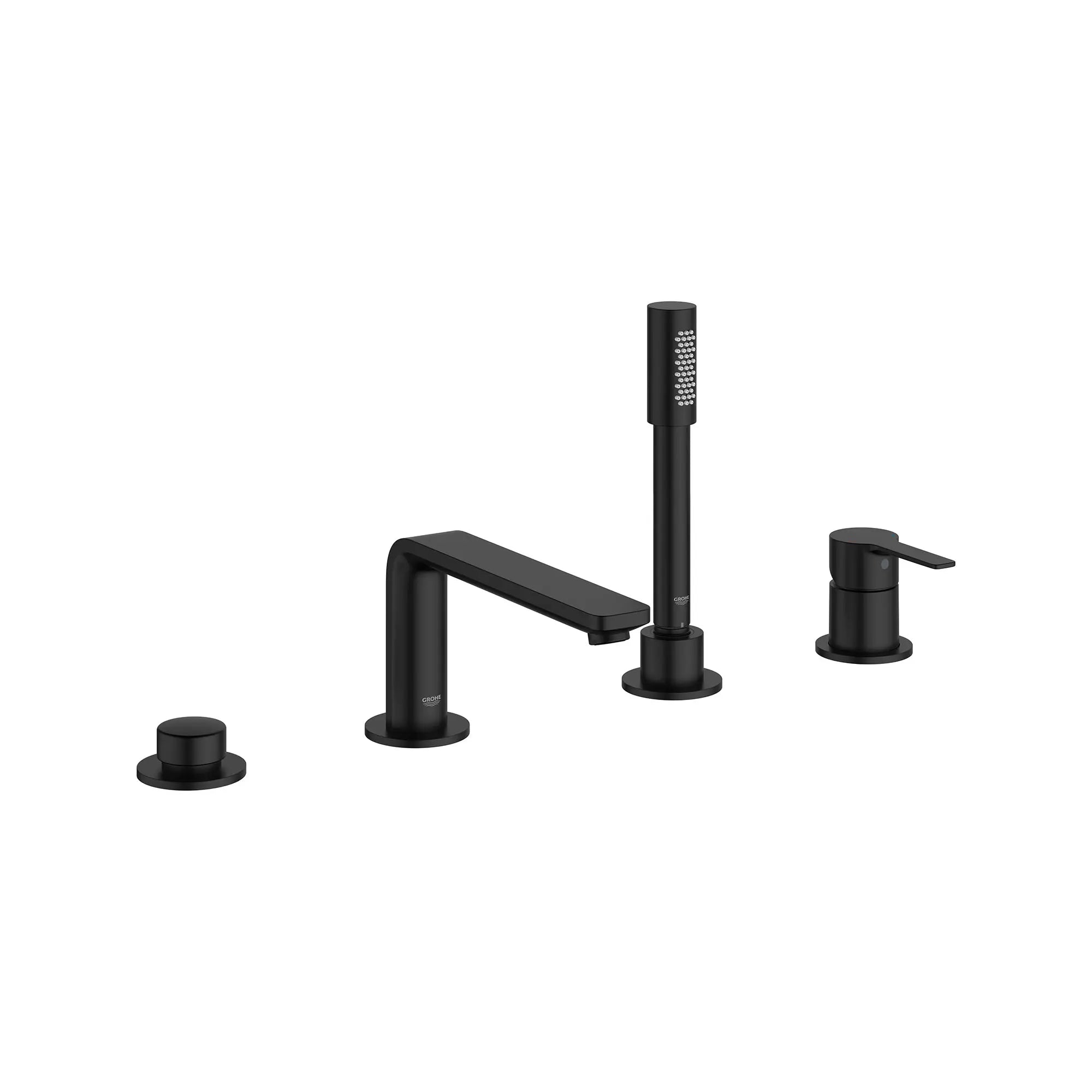 4-Hole Single-Handle Deck Mount Roman Tub Faucet with 1.75 GPM (6.6 L/min) Hand Shower // MATTE BLACK // 161530_Lineare_SiloRight_195772431_0001_Feb2023_0_CDNwebp.webp