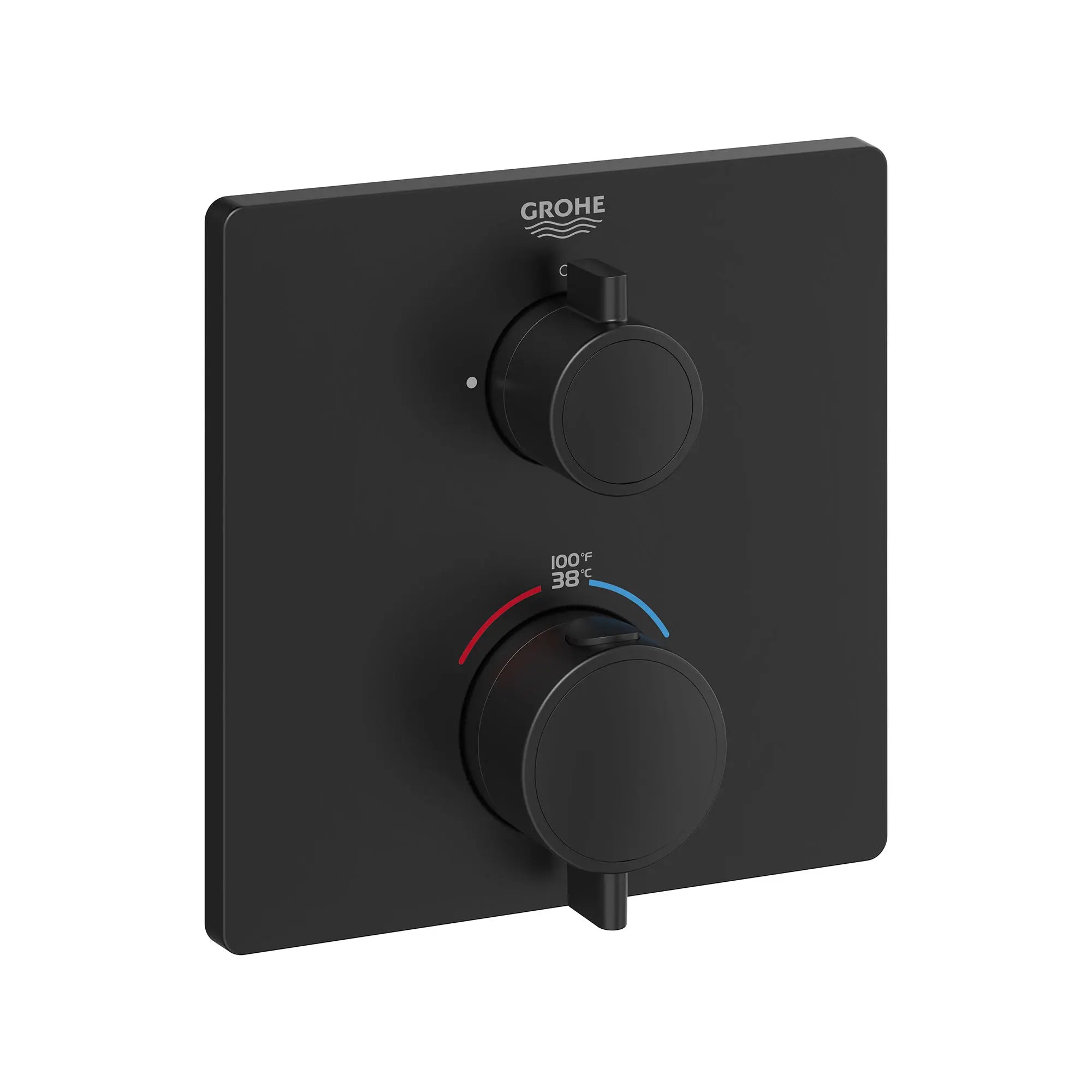 Single Function 2-Handle Thermostatic Valve Trim // MATTE BLACK // 161562_Grohtherm_SiloRight_241102430_0001_Feb2023_0_CDNwebp.webp