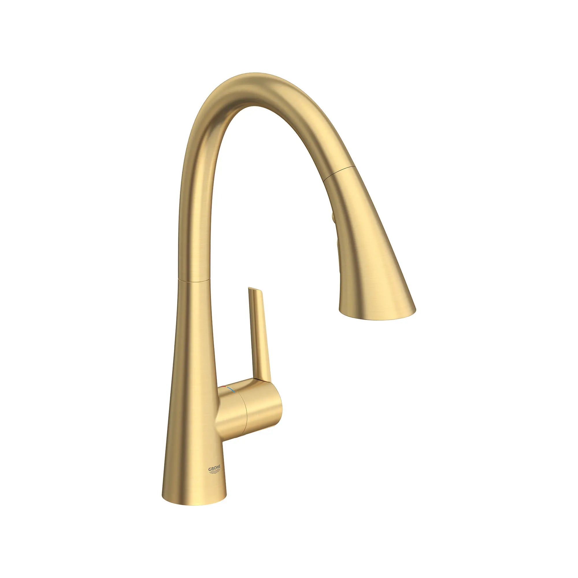 GROHE Zedra Single-Handle Pull Down Kitchen Faucet Triple Spray 1.75 GPM (6.6 L/min) // BRUSHED COOL SUNRISE // 161690_Zedra_SiloRight_32298GN3_0001_Feb2023_0_CDNwebp.webp