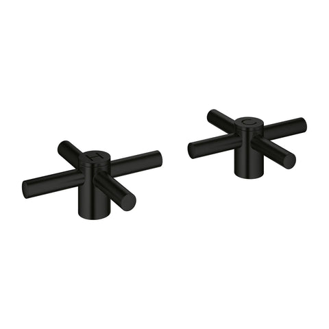 Atrio Cross Handles for Bathroom Sink Faucet (Pair) - Matte Black