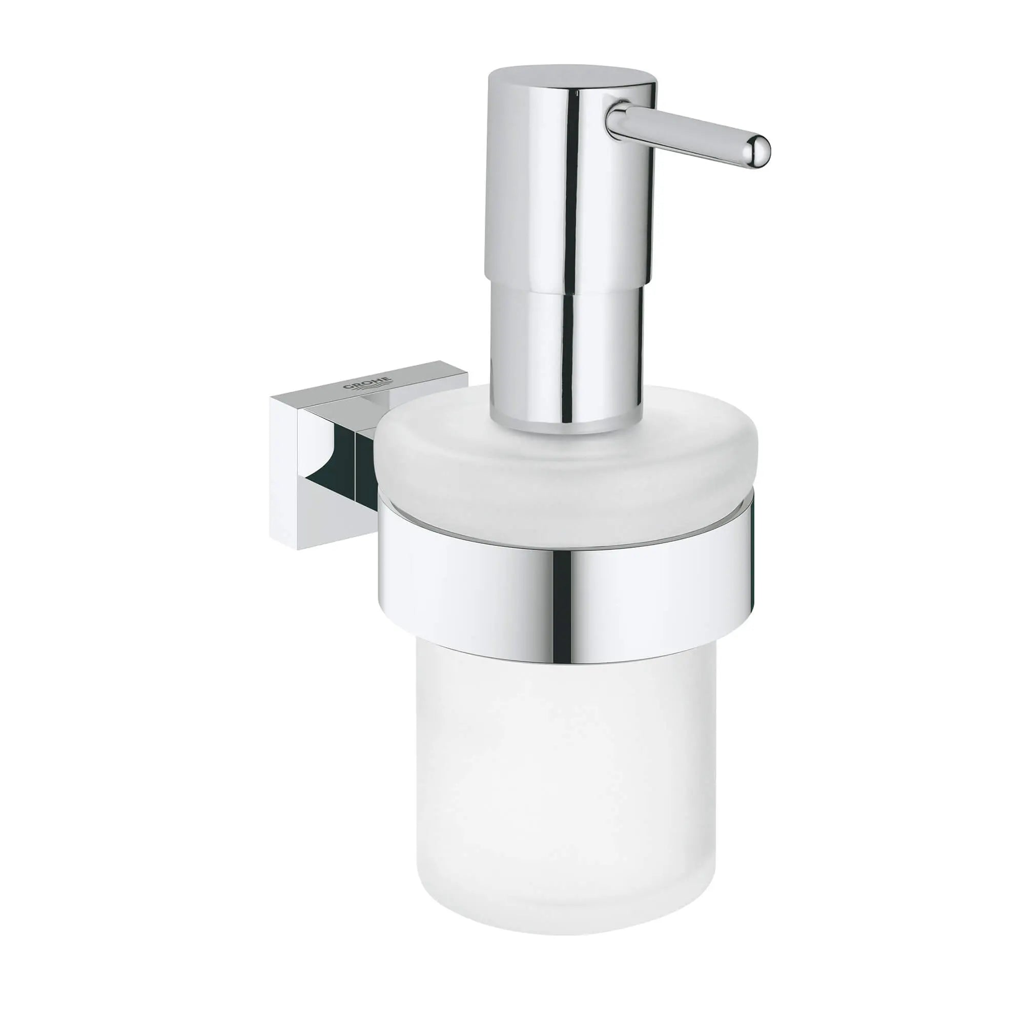 Soap Dispenser with Holder // GROHE STARLIGHT CHROME // 16182_40756001-essentials-cube-soap-dispenser-with-holder-starlight-chrome_0_CDNwebp.webp