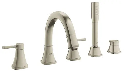 5-Hole 2-Handle Deck Mount Roman Tub Faucet with 1.75 GPM Hand Shower // BRUSHED NICKEL INFINITYFINISH // 161998_19919EN0_0_CDNwebp.webp