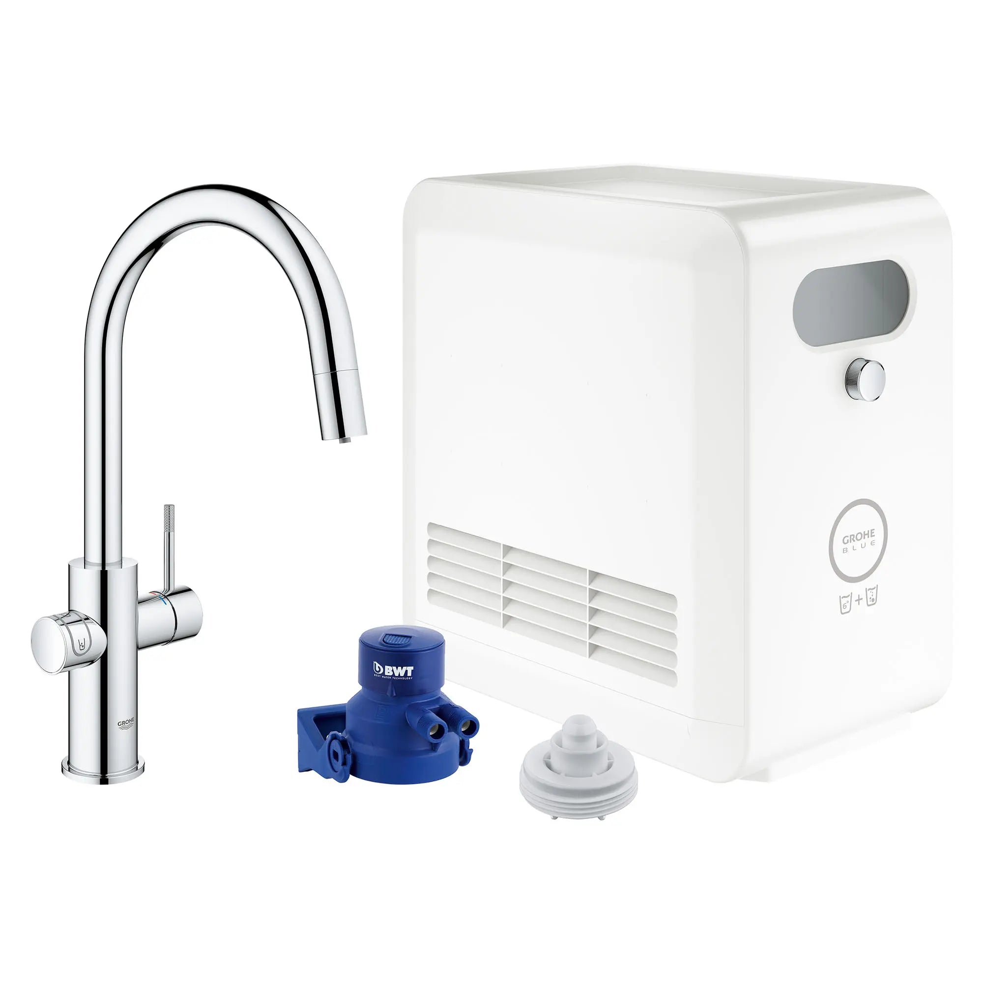 GROHE Blue Single-Handle Pull Down Kitchen Faucet Single Spray 1.75 GPM (6.6 L/min) with Chilled & Sparkling Water // GROHE STARLIGHT CHROME // 162037_31251002_2_0_CDNwebp.webp