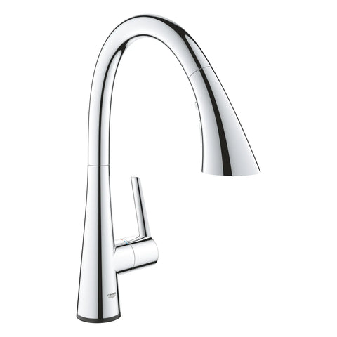 GROHE Zedra Single-Handle Pull Down Kitchen Faucet Triple Spray 1.75 GPM (6.6 L/min) with Touch Technology - GROHE StarLight Chrome