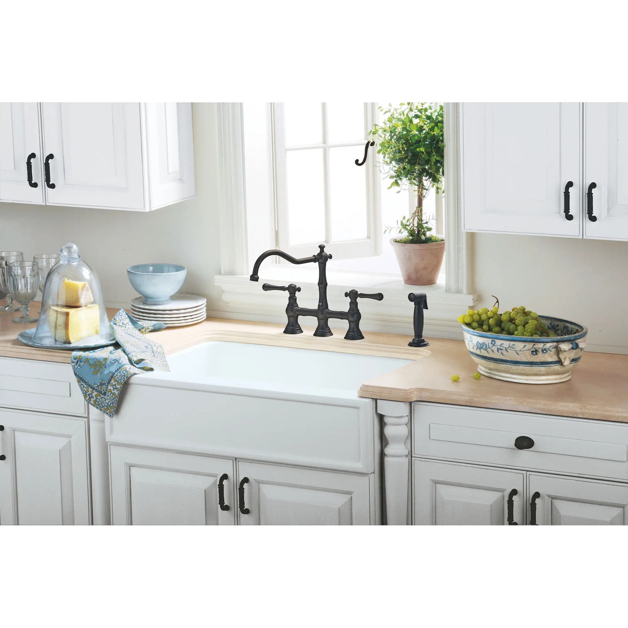 2-Handle Kitchen Faucet 2.2 GPM with Side Spray // GROHE STARLIGHT CHROME // 163116_20158000-Bridgeford-12-in-2-Handle-Kitchen-Faucet-With-Side-Spray-Chrome-Beauty_0_CDNwebp.webp
