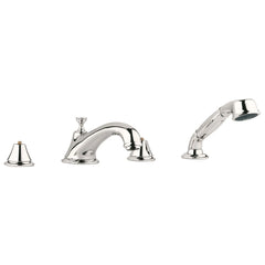 [25502BE0] 4-Hole 2-Handle Deck Mount Roman Tub Faucet with 2.5 GPM Hand Shower - GROHE StarLight Chrome