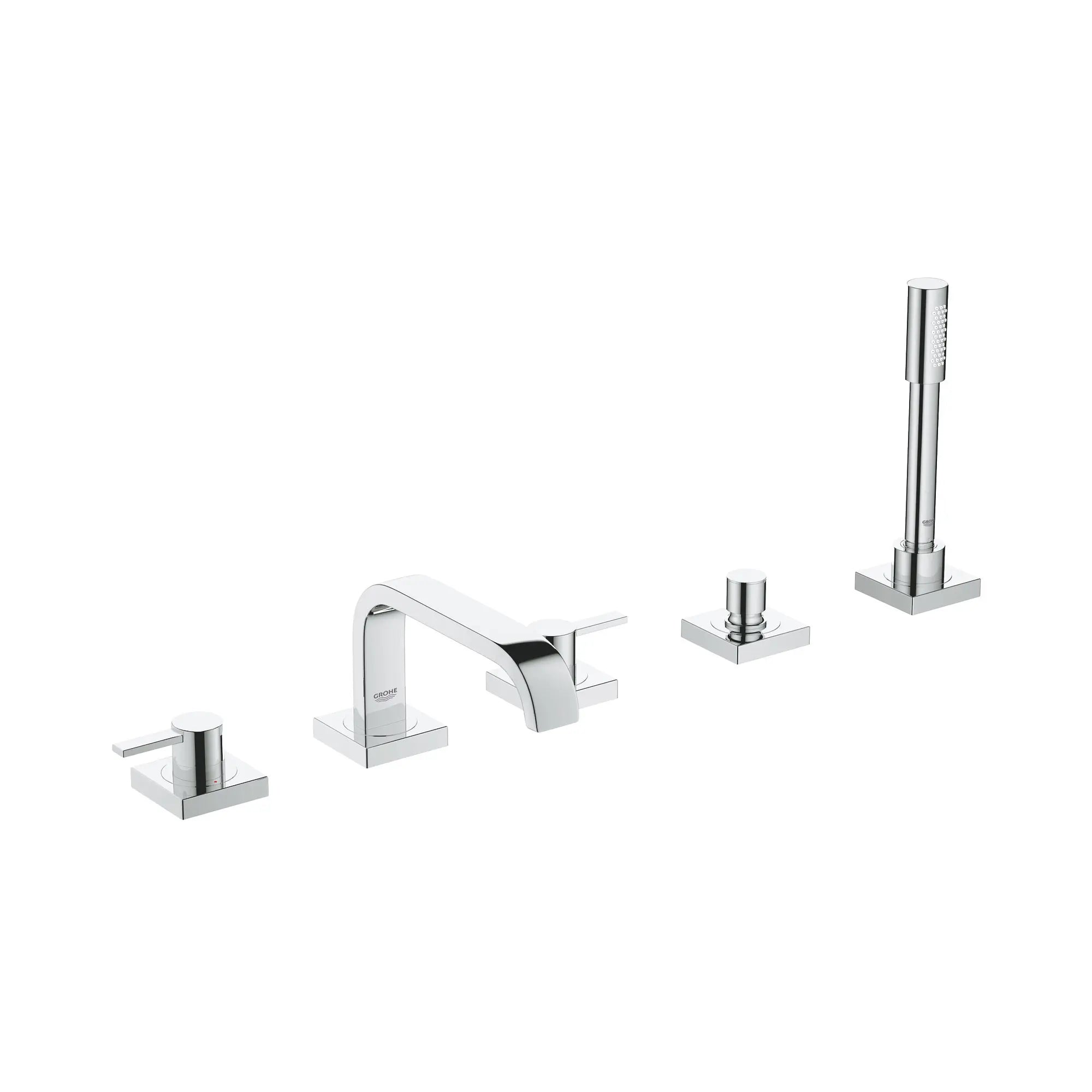5-Hole 2-Handle Deck Mount Roman Tub Faucet with 1.75 GPM Hand Shower // GROHE STARLIGHT CHROME // 163196_25097001-Allure-Roman-Tub-Filler-With-18-GPM-Personal-Hand-Shower-Starlight-Chrome-Silo_0_CDNwebp.webp