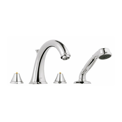 4-Hole 2-Handle Deck Mount Roman Tub Faucet with 2.5 GPM Hand Shower - GROHE StarLight Chrome
