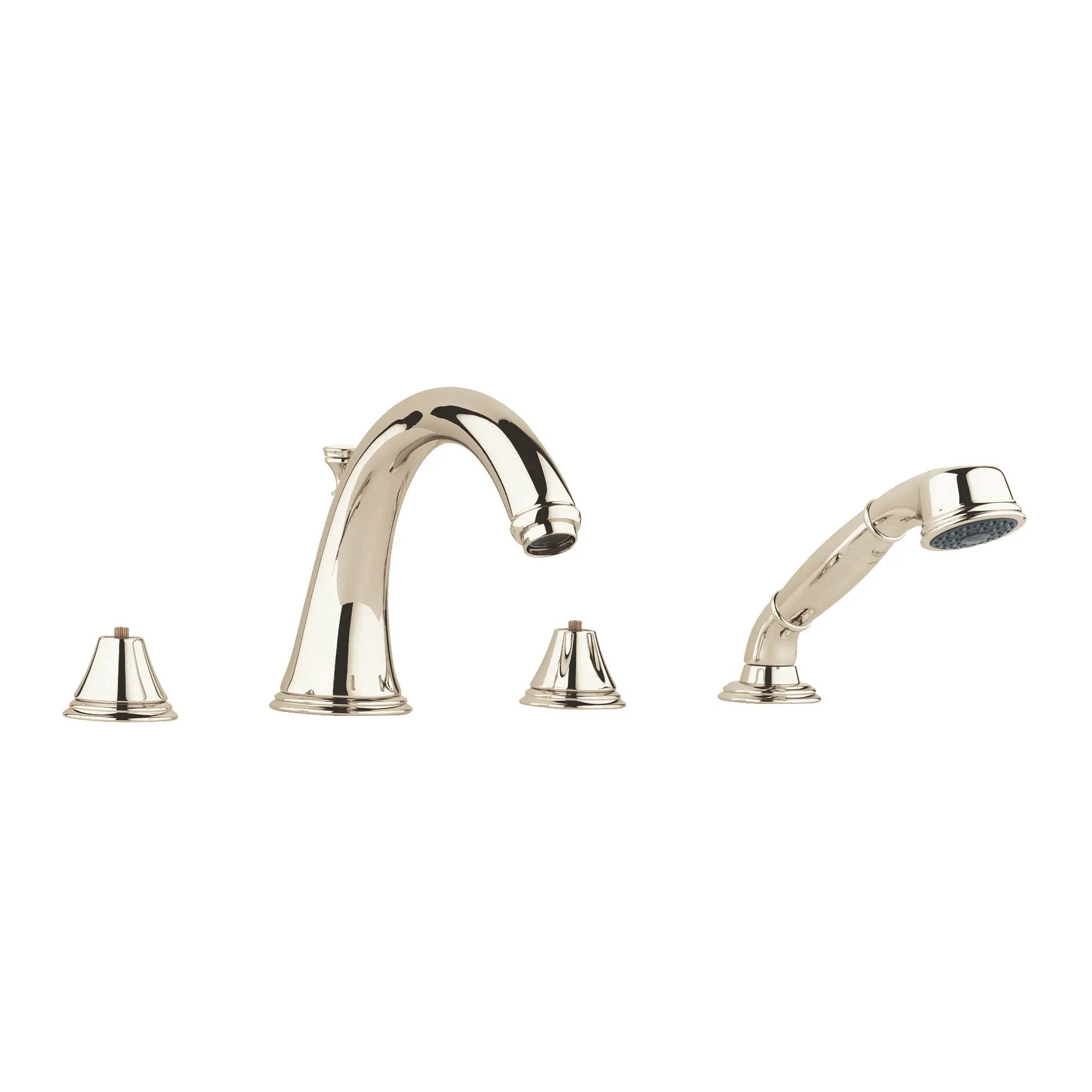 4-Hole 2-Handle Deck Mount Roman Tub Faucet with 1.75 GPM Hand Shower // POLISHED NICKEL INFINITYFINISH // 163222_25506BE1-Geneva-2HDL-BATH-4-H-US-Polished-Nickel-Silo_0_CDNwebp.webp