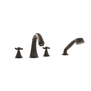 [25506ZB1] 4-Hole 2-Handle Deck Mount Roman Tub Faucet with 1.75 GPM Hand Shower - GROHE StarLight Chrome