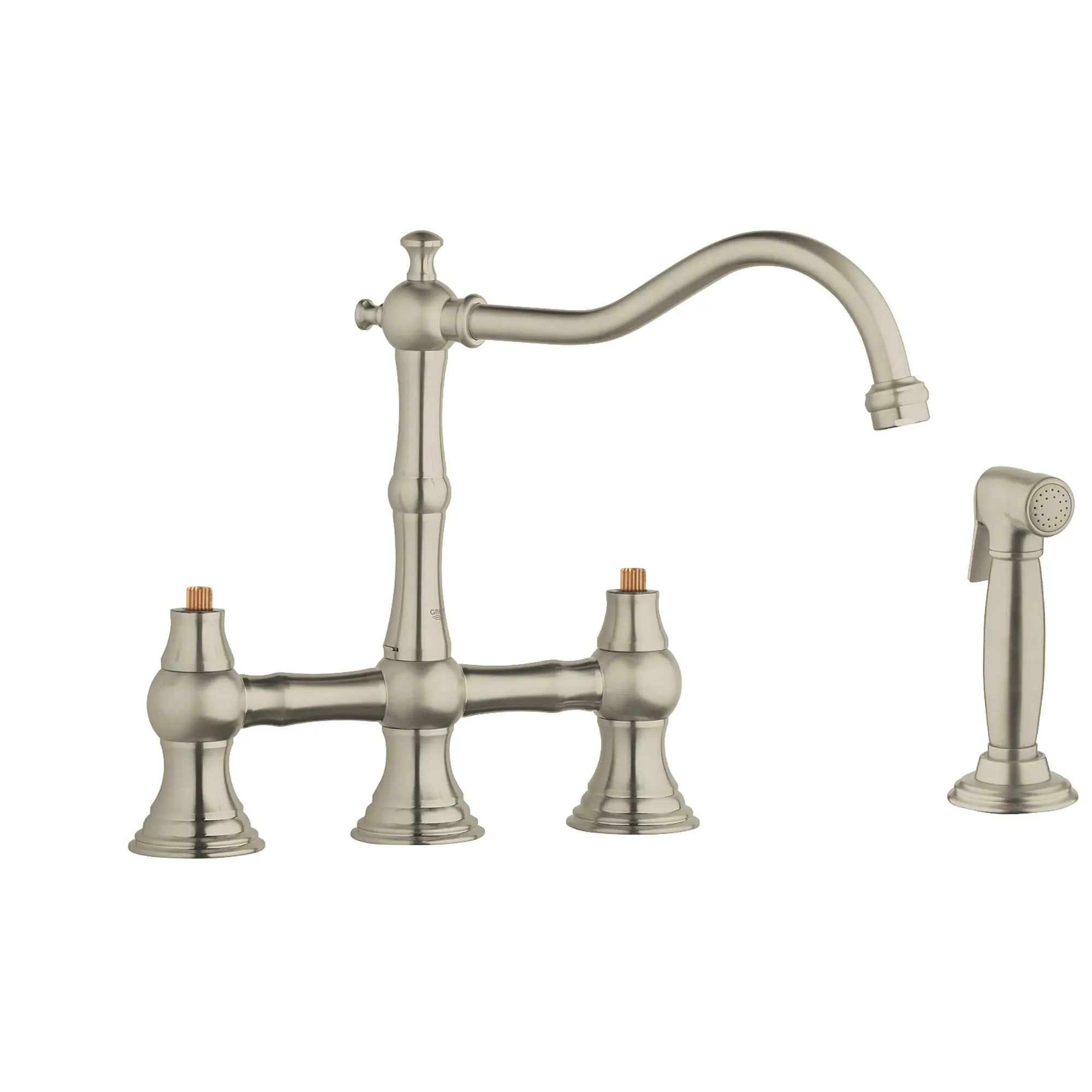 2-Handle Kitchen Faucet 2.2 GPM with Side Spray // BRUSHED NICKEL INFINITYFINISH // 163265_20158EN0-Bridgefaucet-With-Side-Spray-in-Brushed-Nickel-Silo_0_CDNwebp.webp
