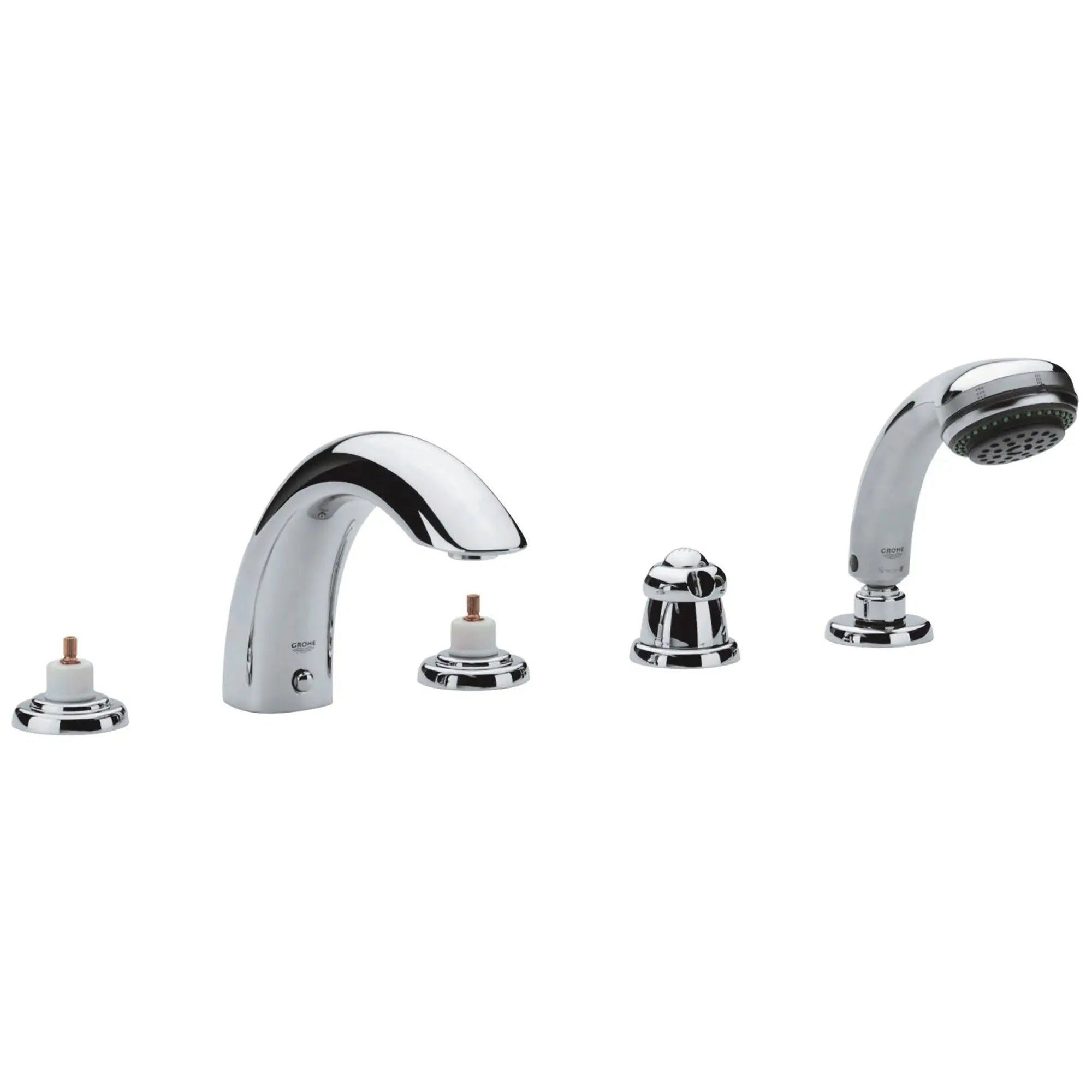 Five-Hole Bathtub Faucet with Handshower // GROHE STARLIGHT CHROME // 163297_25597000-Talia-5-Hole-Bath-Combination-in-Chrome-Silo_0_CDNwebp.webp