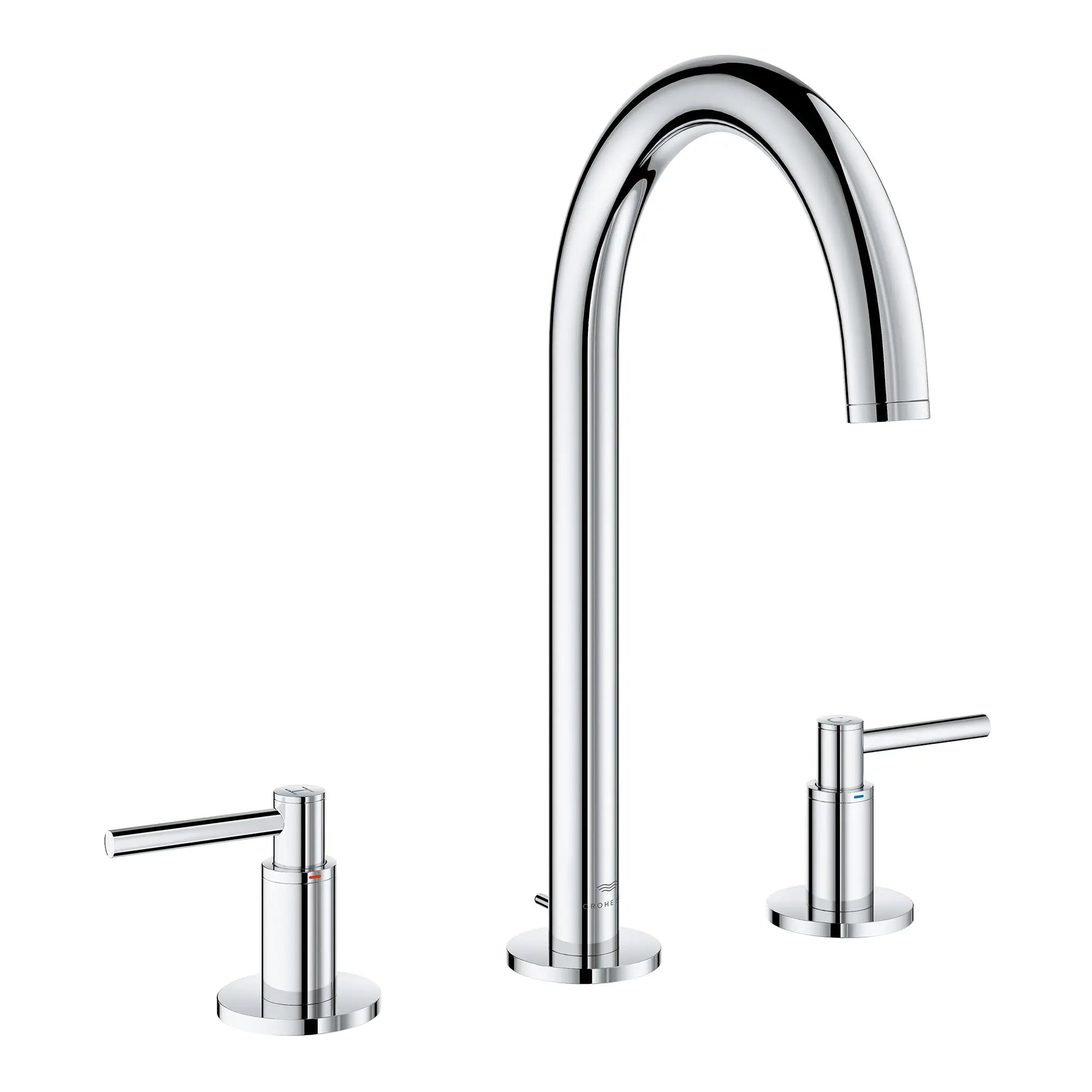 Atrio 8-inch Widespread 2-Handle M-Size Bathroom Faucet without Handles, 1.2 GPM (4.5 L/min) // GROHE STARLIGHT CHROME // 163447_Atrio_SiloRight_20659000_002_Feb2023_0_CDNwebp.webp