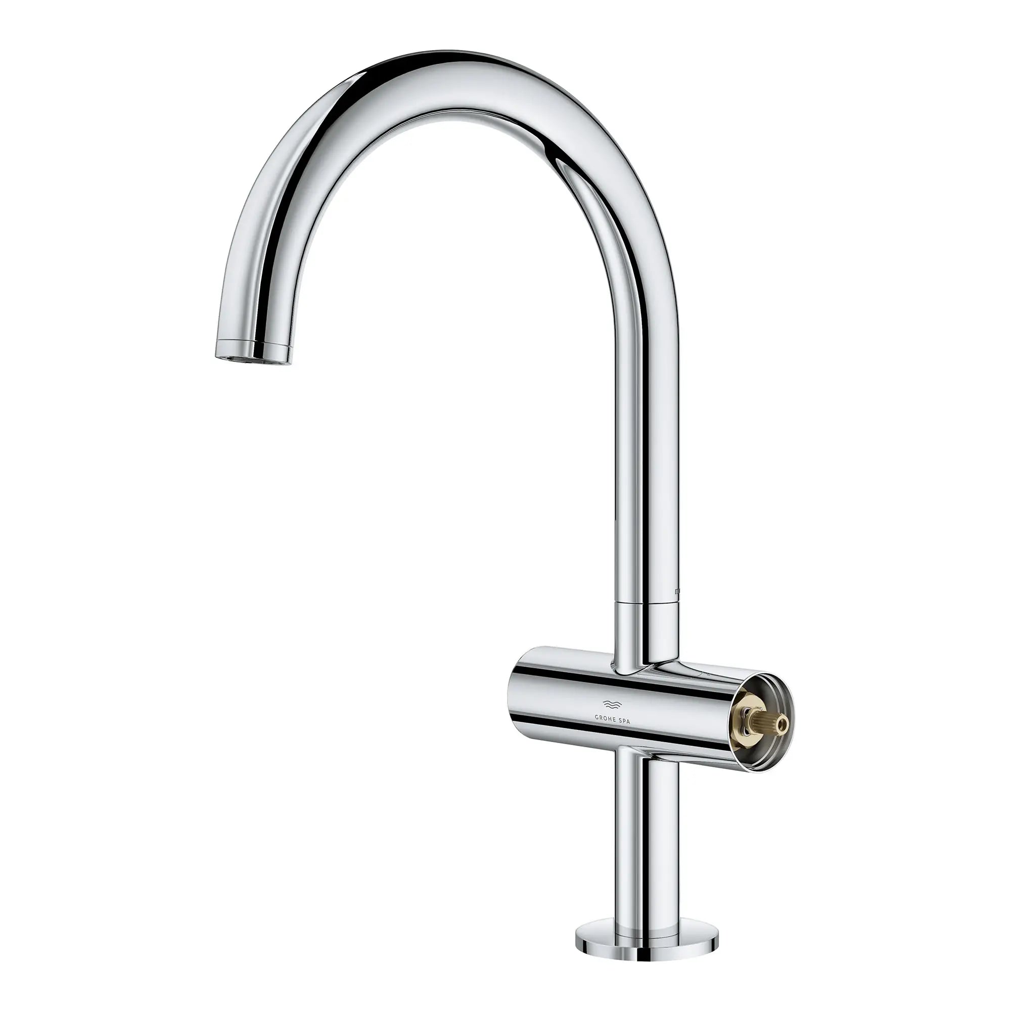 Atrio Single Hole Two-Handle L-Size Bathroom Faucet without Handles, 1.2 GPM (4.5 L/min) // GROHE STARLIGHT CHROME // 163455_Atrio_SiloLeft_21146000_001_Feb2023_0_CDNwebp.webp