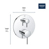 [29427000] TIMELESS PRESSURE BALANCE VALVE TRIM WITH 3-WAY DIVERTER WITH CARTRIDGE - GROHE StarLight Chrome