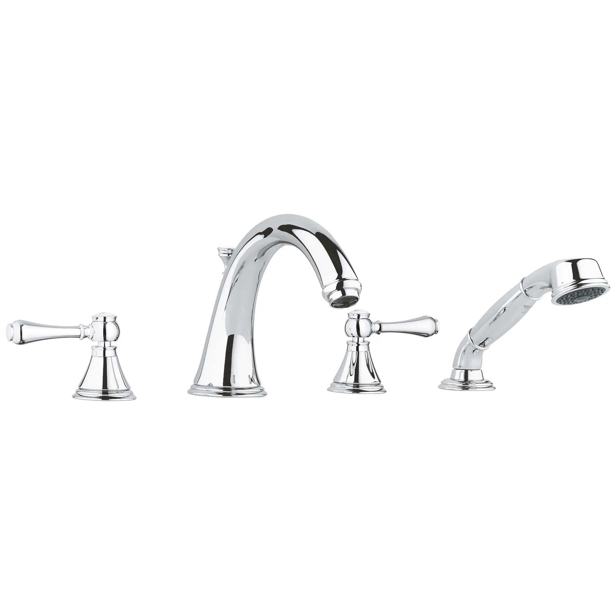 4-Hole 2-Handle Deck Mount Roman Tub Faucet with 1.75 GPM Hand Shower // GROHE STARLIGHT CHROME // 163590_25506001-Geneva-2HDL-BATH-4-H-US-Starlight-Chrome-Silo-2_0_CDNwebp.webp