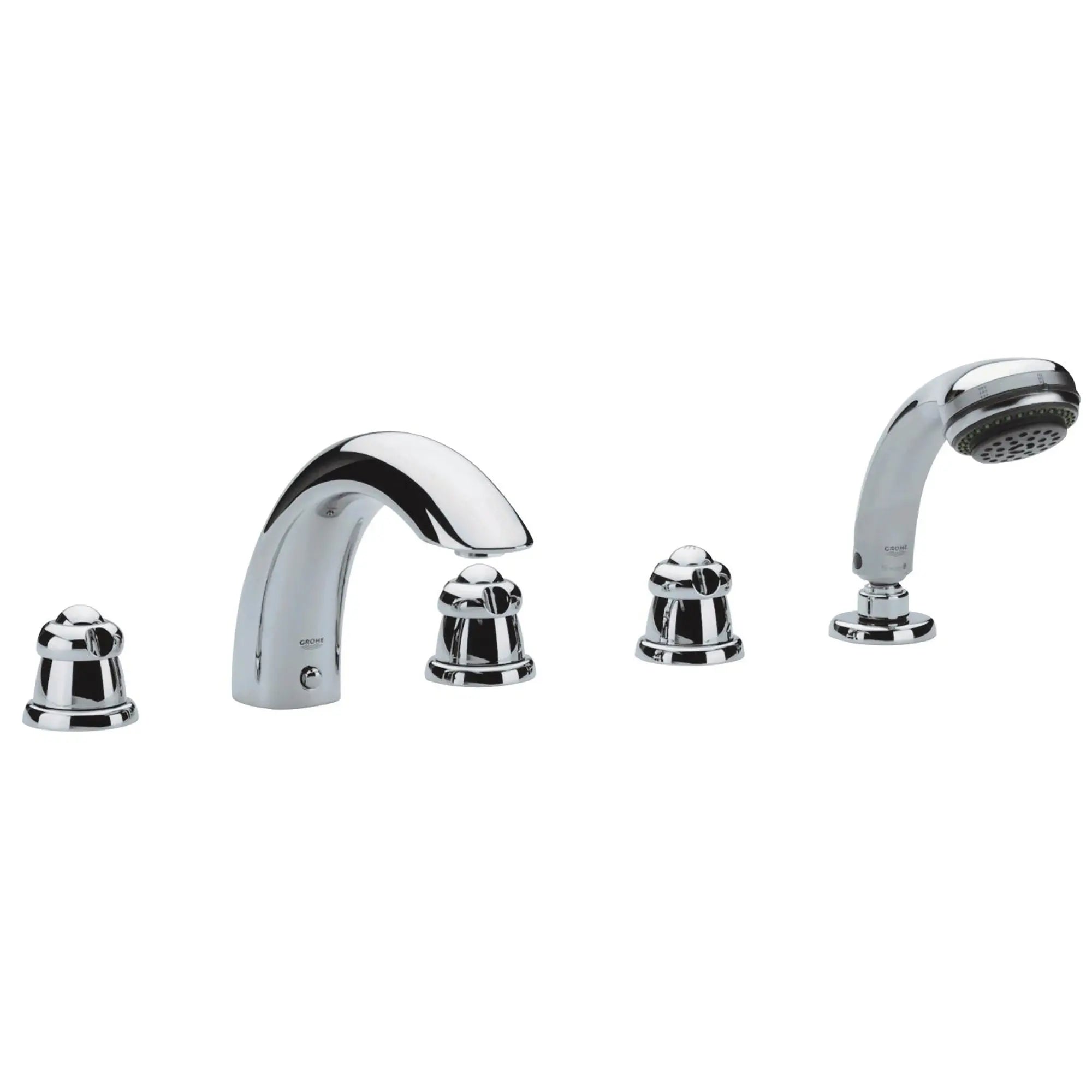 Five-Hole Bathtub Faucet with Handshower // GROHE STARLIGHT CHROME // 163621_25597000-Talia-5-Hole-Bath-Combination-in-Chrome-Silo-2_0_CDNwebp.webp