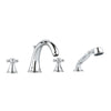 [25506001] 4-Hole 2-Handle Deck Mount Roman Tub Faucet with 1.75 GPM Hand Shower - GROHE StarLight Chrome