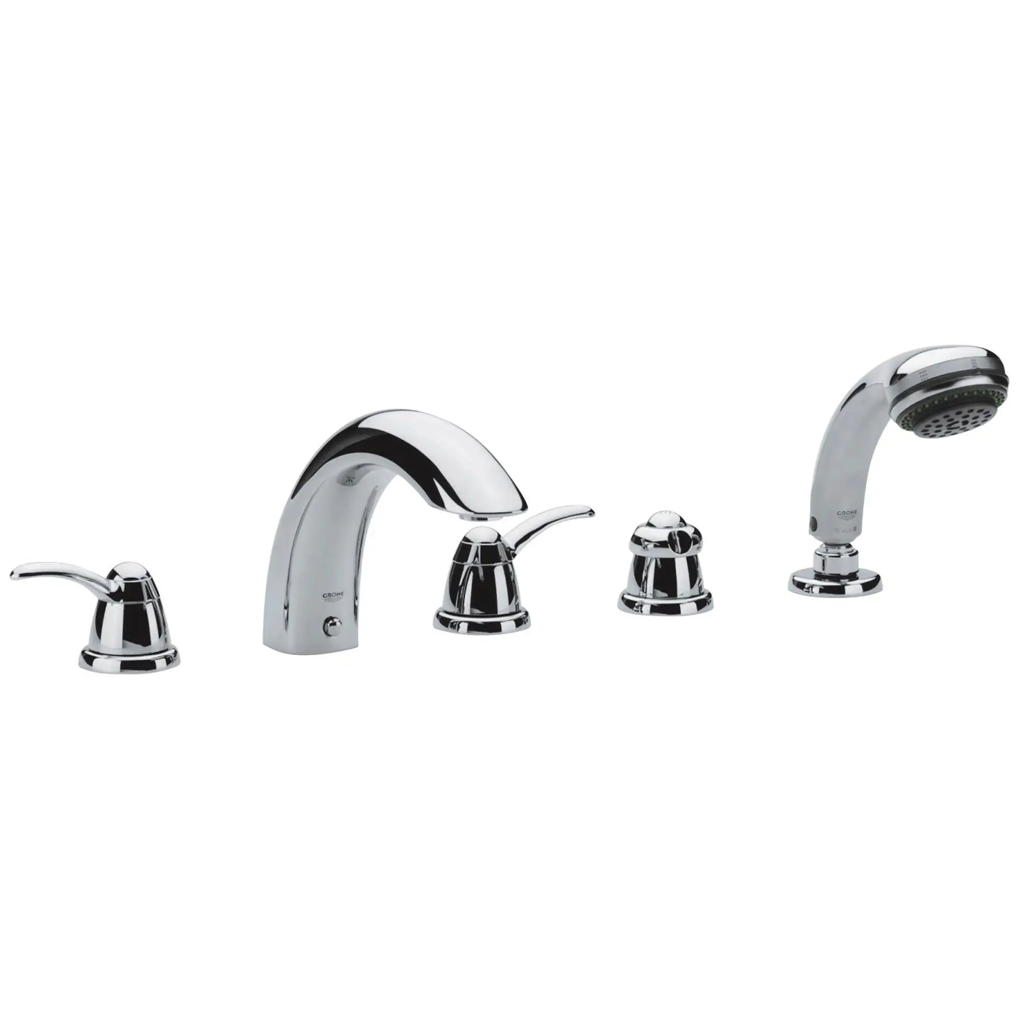 Five-Hole Bathtub Faucet with Handshower // GROHE STARLIGHT CHROME // 163866_25597000-Talia-5-Hole-Bath-Combination-in-Chrome-Silo-3_0_CDNwebp.webp