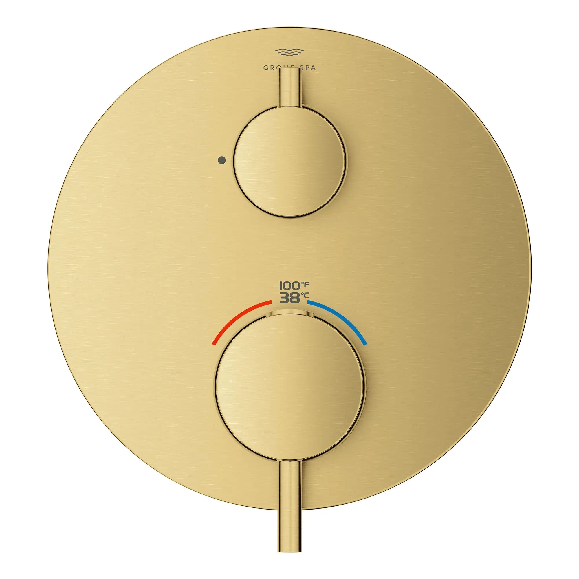 Atrio Single Function 2-Handle Thermostatic Valve Trim // BRUSHED COOL SUNRISE // 163929_Atrio_SiloFront_24360GN0_0001_Feb2023_0_CDNwebp.webp