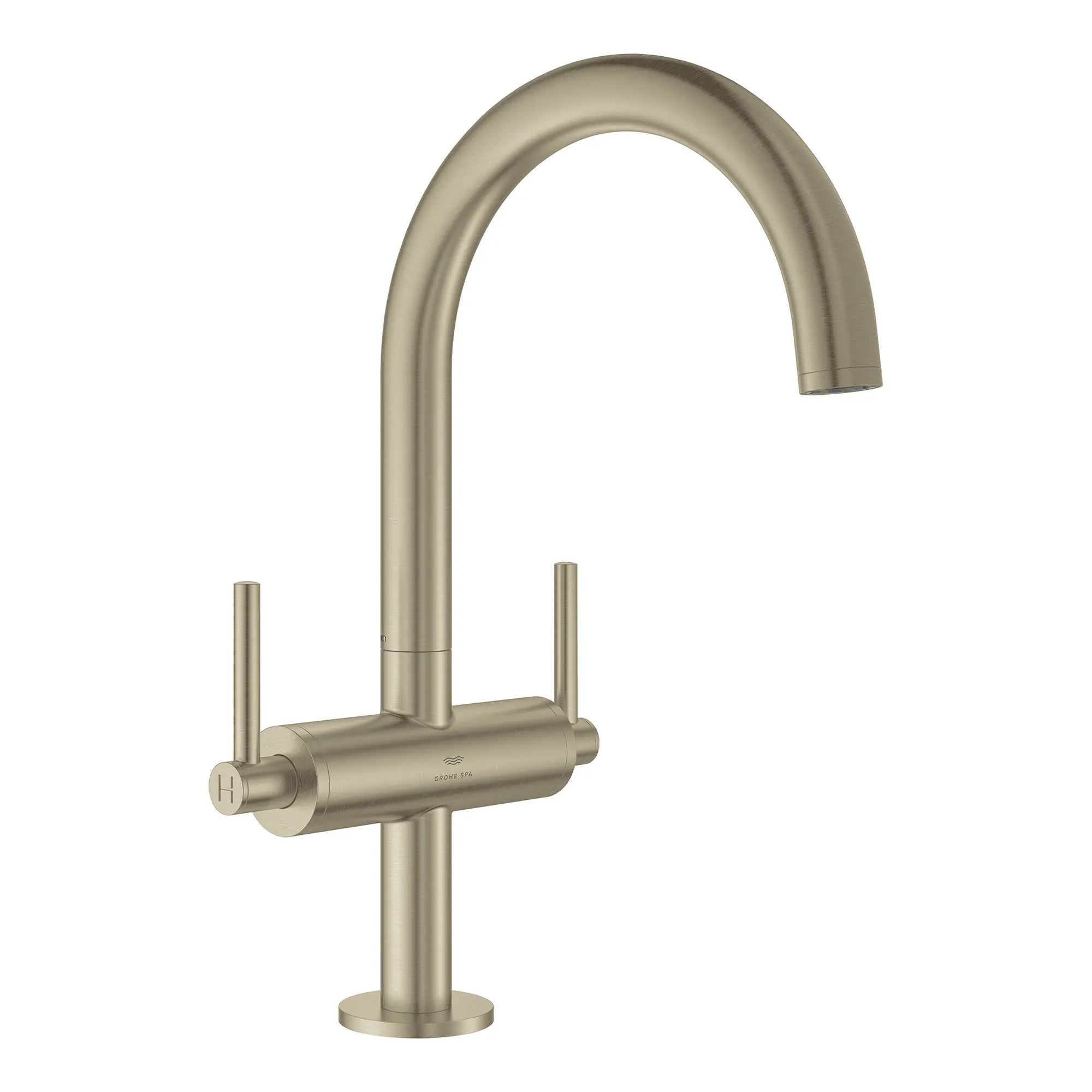 Atrio Single Hole Two-Handle L-Size Bathroom Faucet without Handles, 1.2 GPM (4.5 L/min) // BRUSHED NICKEL INFINITYFINISH // 163989_Atrio_SiloRight_21146EN0_002_Feb2023_0_CDNwebp.webp