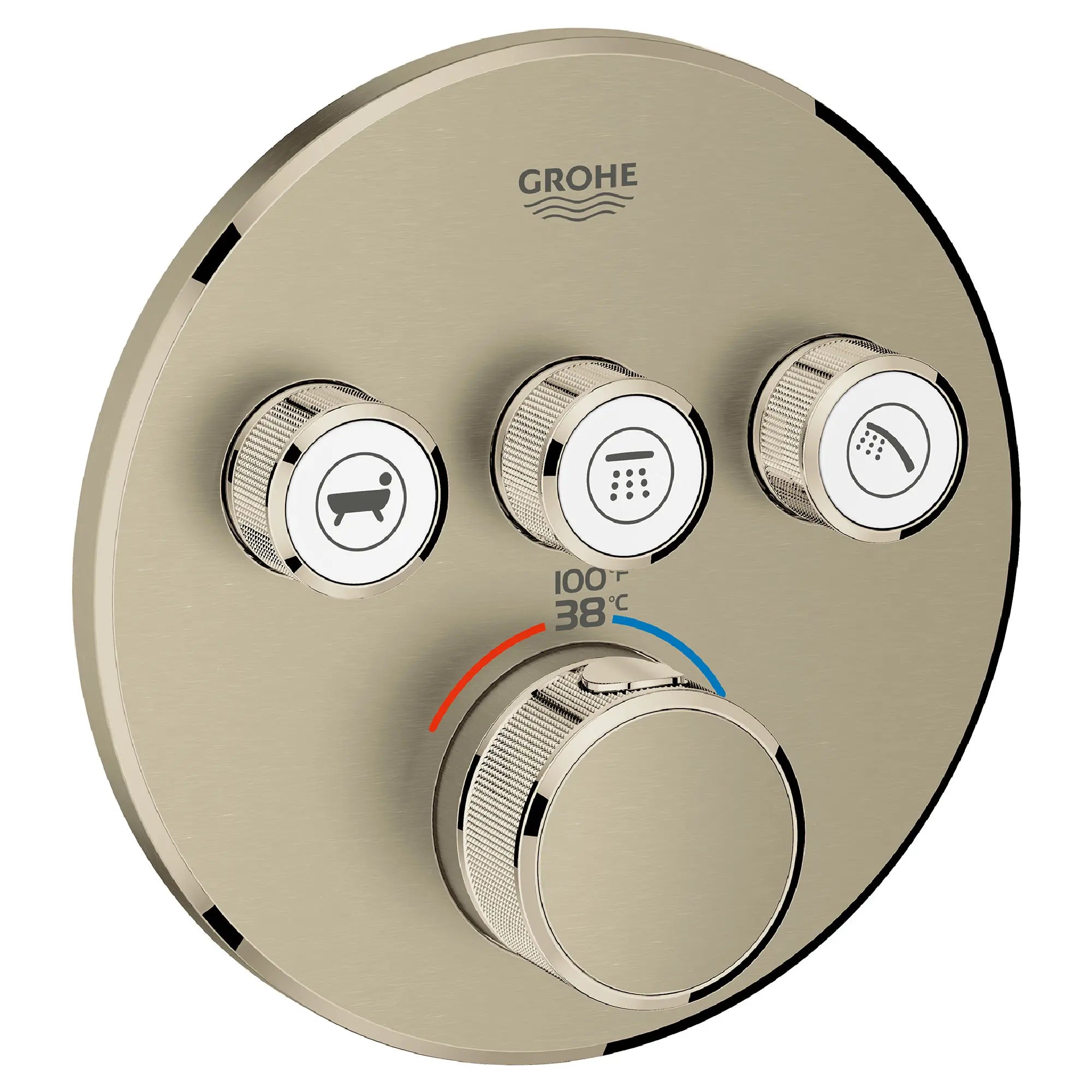 Triple Function Thermostatic Valve Trim // BRUSHED NICKEL INFINITYFINISH // 164025_29138EN0_0_CDNwebp.webp