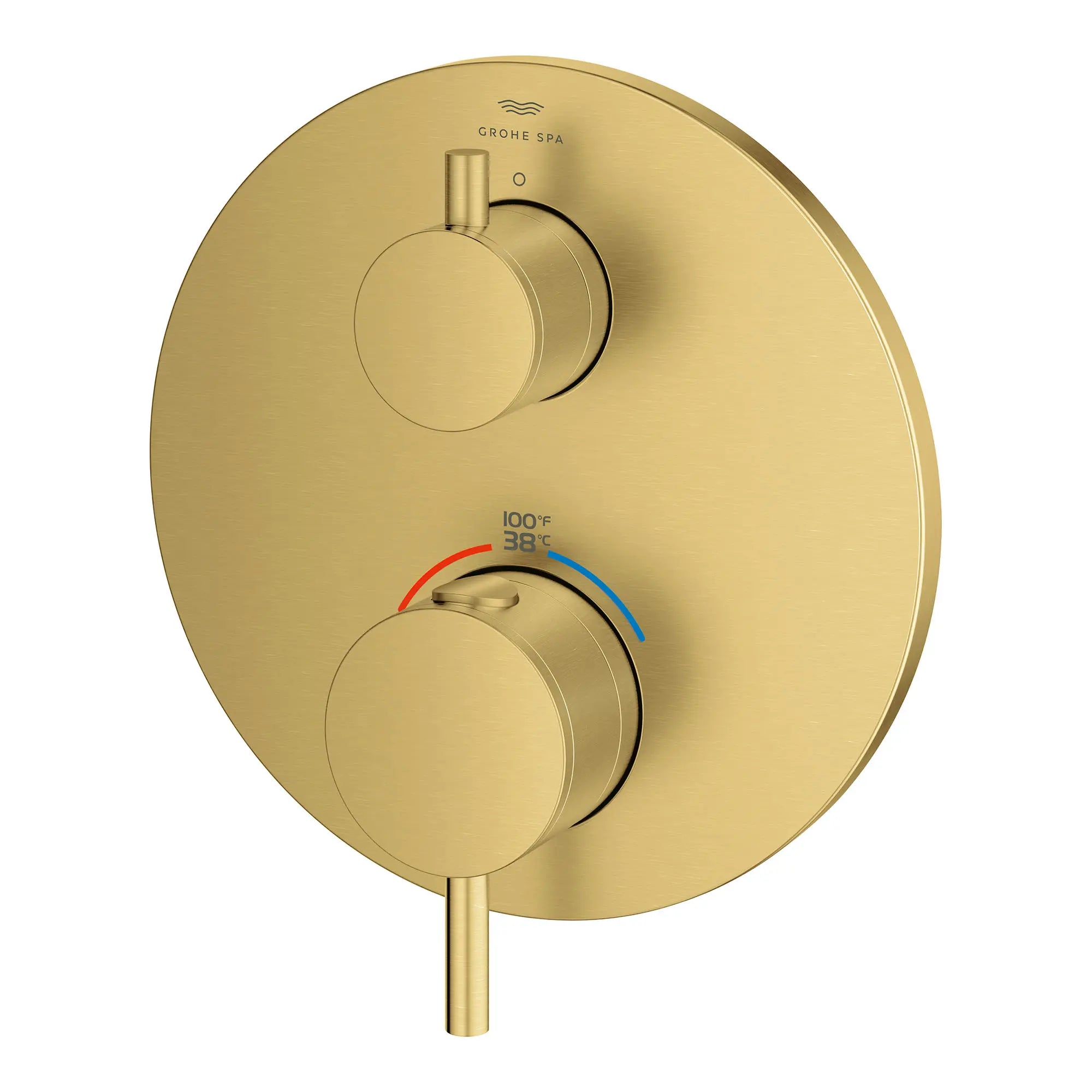 Atrio Single Function 2-Handle Thermostatic Valve Trim // BRUSHED COOL SUNRISE // 164087_Atrio_SiloLeft_24360GN0_0001_Feb2023_0_CDNwebp.webp