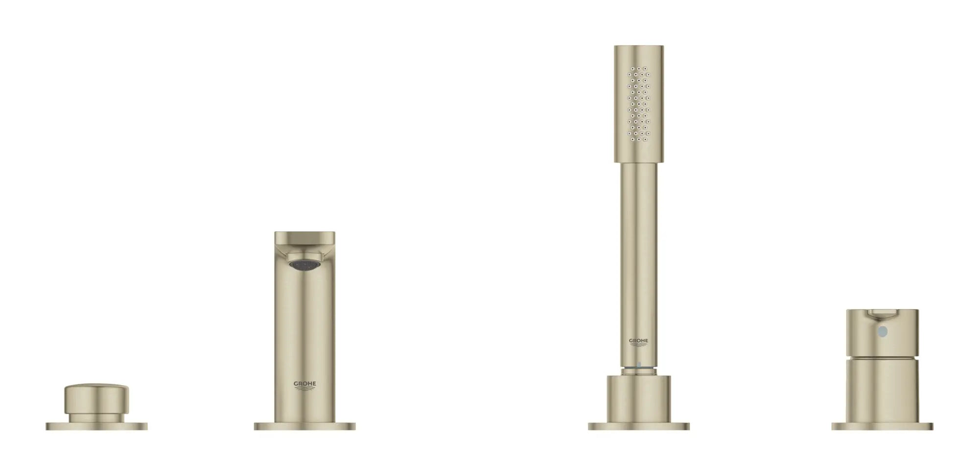 4-Hole Single-Handle Deck Mount Roman Tub Faucet with 1.75 GPM (6.6 L/min) Hand Shower // BRUSHED NICKEL INFINITYFINISH // 164154_19577EN1_000_01_0_CDNwebp.webp