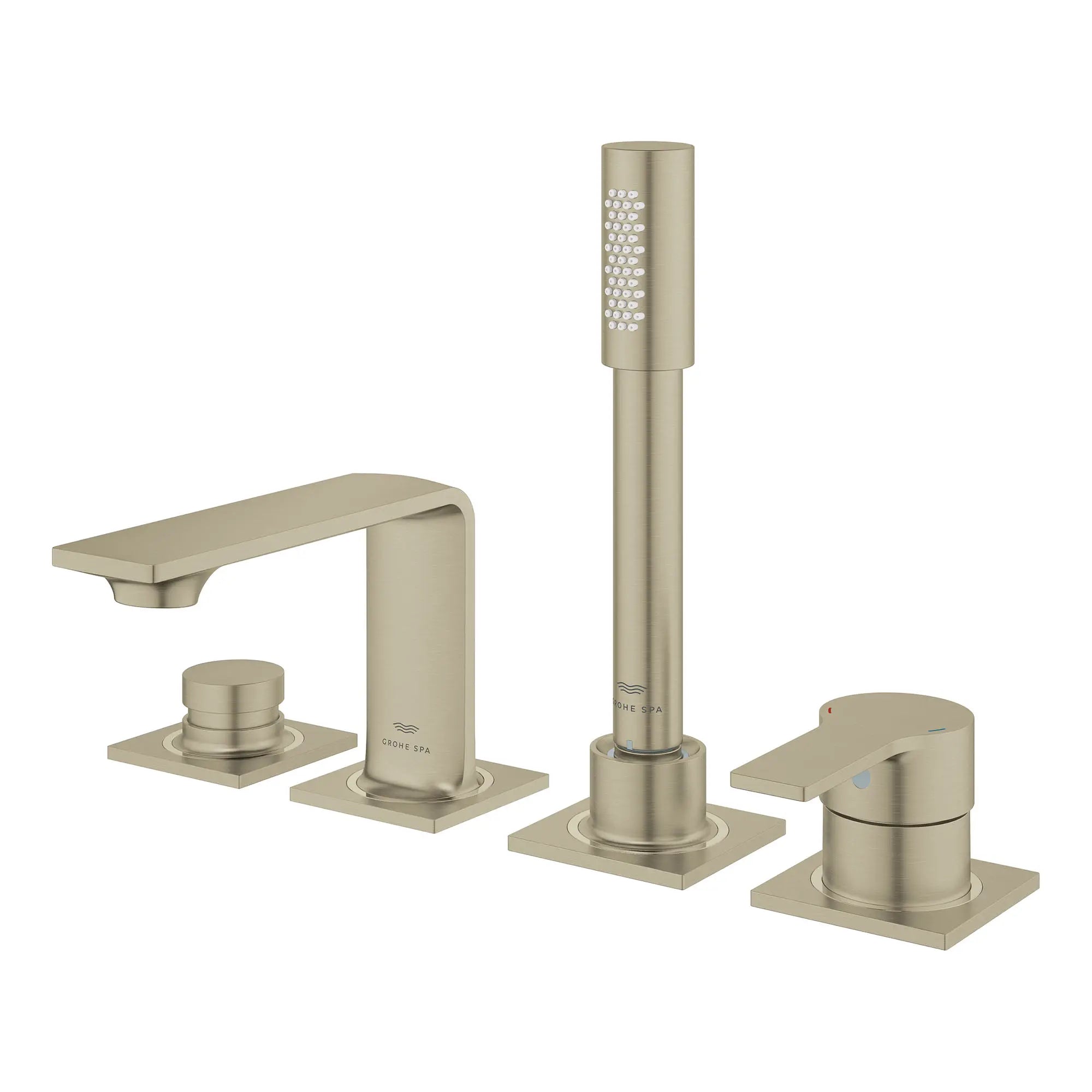 Allure 4-Hole Single-Handle Deck Mount Roman Tub Faucet with 1.75 GPM (6.6 L/min) Hand Shower // BRUSHED NICKEL INFINITYFINISH // 164179_Allure_SiloLeft_19316EN1_0001_Feb2023_0_CDNwebp.webp