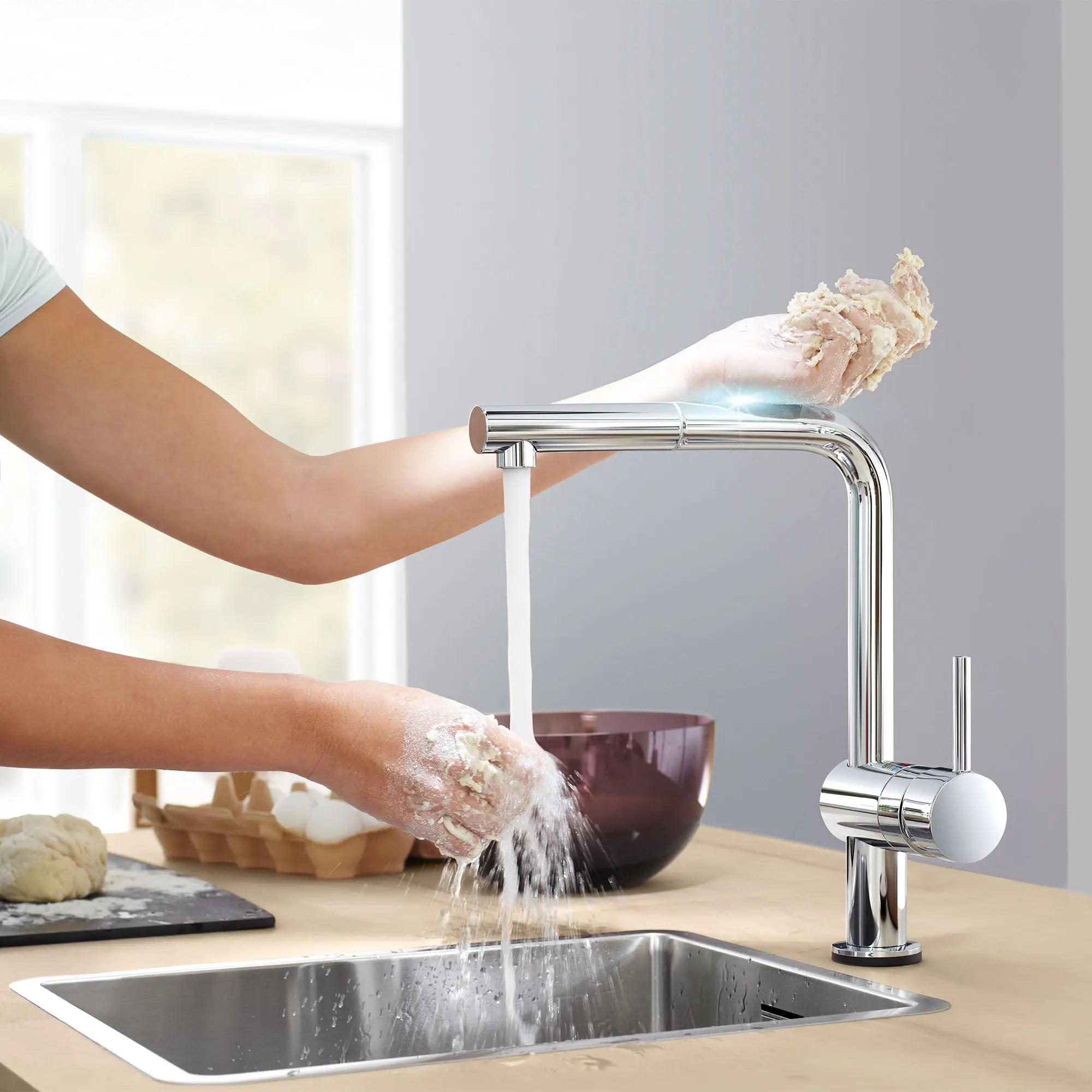 Minta Single-Handle Pull-Out Kitchen Faucet Dual Spray 1.75 GPM (6.6 L/min) // GROHE STARLIGHT CHROME // 164275_L-30300000_1_0_CDNwebp.webp