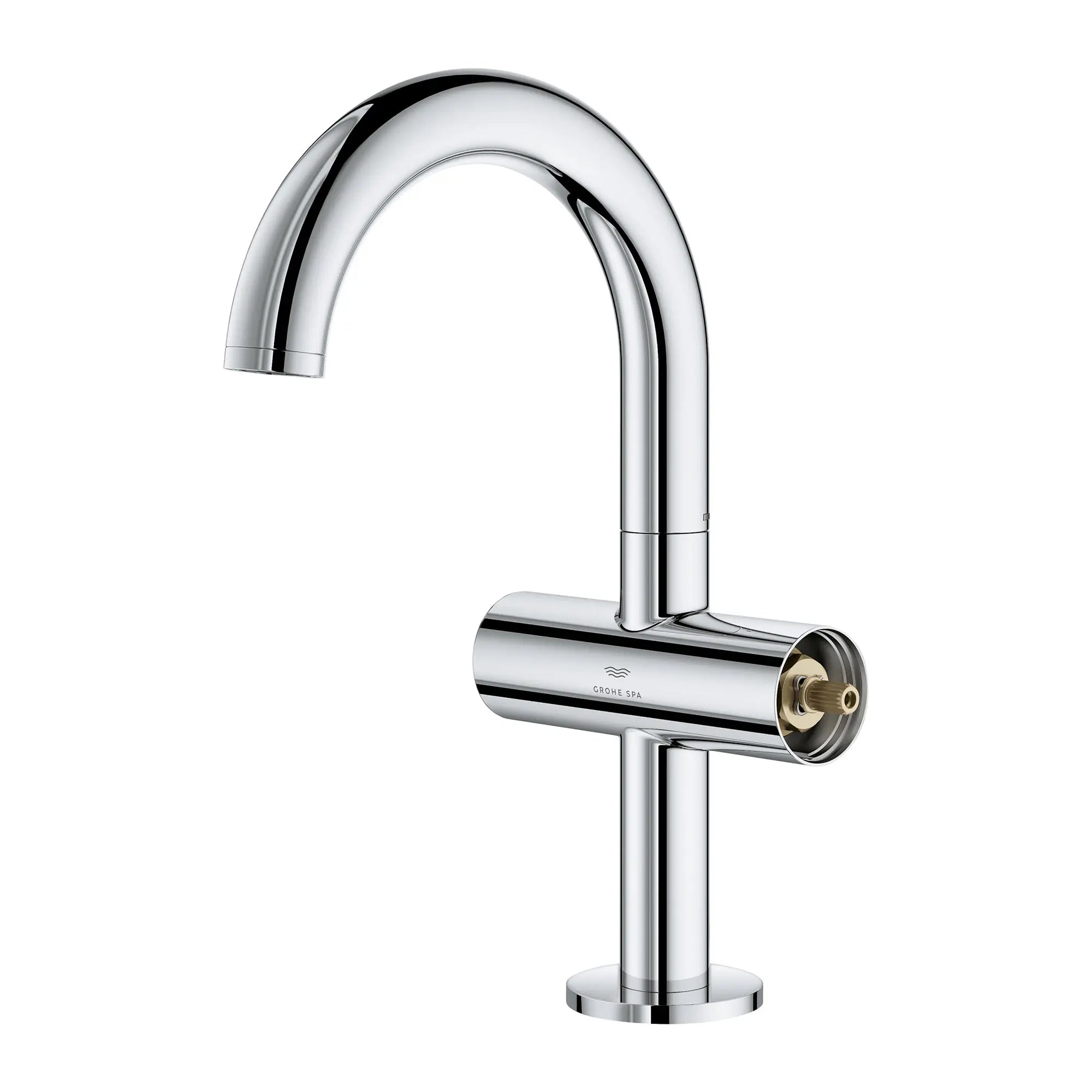 Atrio Single Hole Two-Handle M-Size Bathroom Faucet without Handles, 1.2 GPM (4.5 L/min) // GROHE STARLIGHT CHROME // 164464_Atrio_SiloLeft_21148000_001_Feb2023_0_CDNwebp.webp