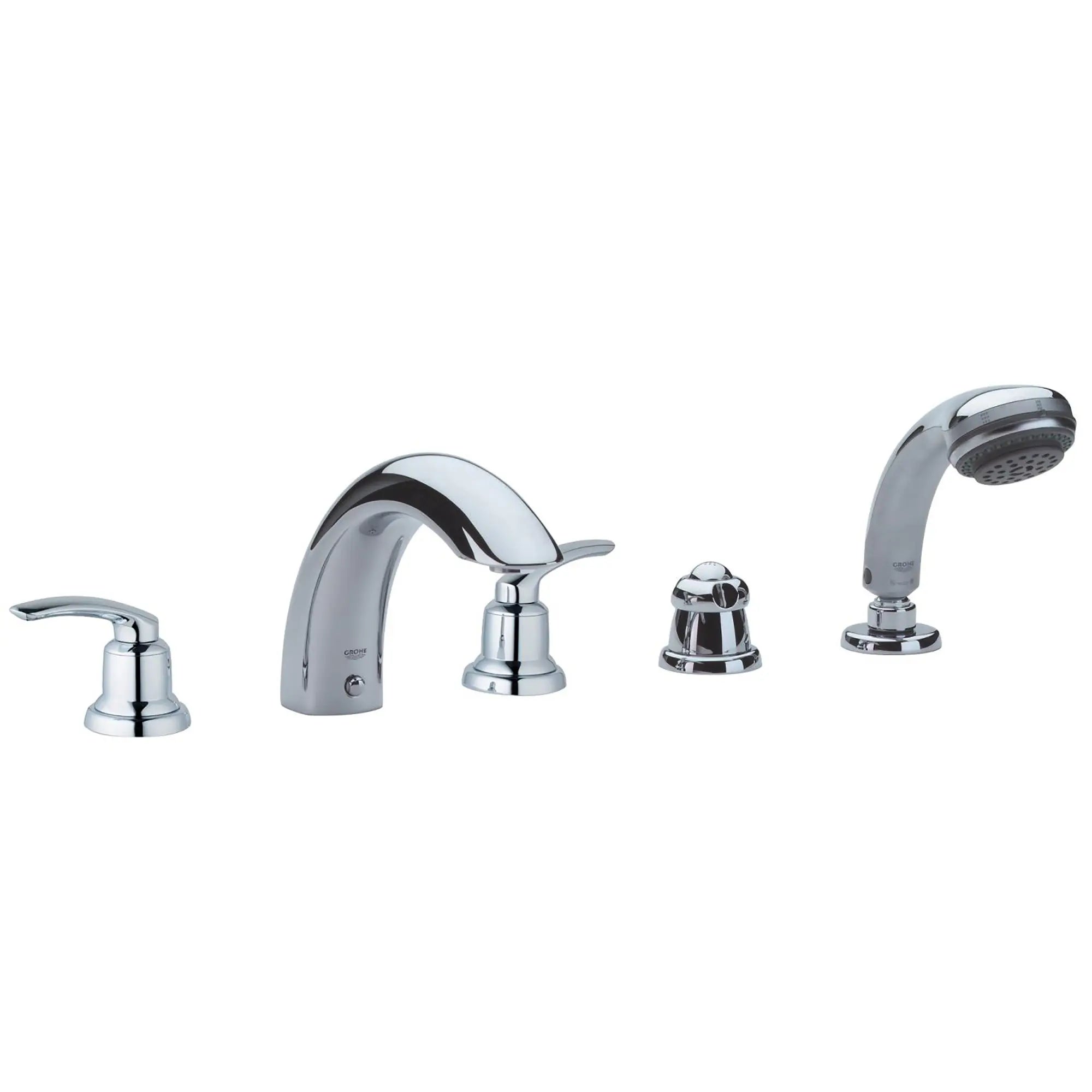 Five-Hole Bathtub Faucet with Handshower // GROHE STARLIGHT CHROME // 164672_25597000-Talia-5-Hole-Bath-Combination-in-Chrome-Silo-4_0_CDNwebp.webp